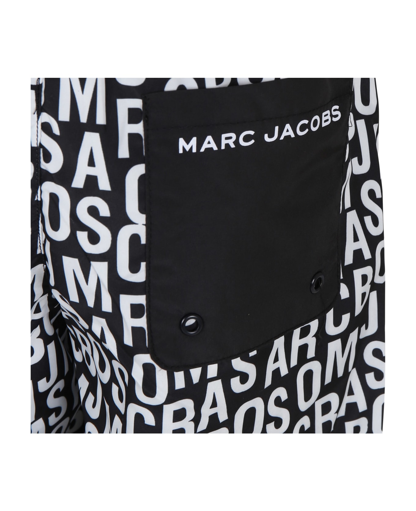 Little Marc Jacobs Black Swim Shorts For Boy With Logo - Black 水着