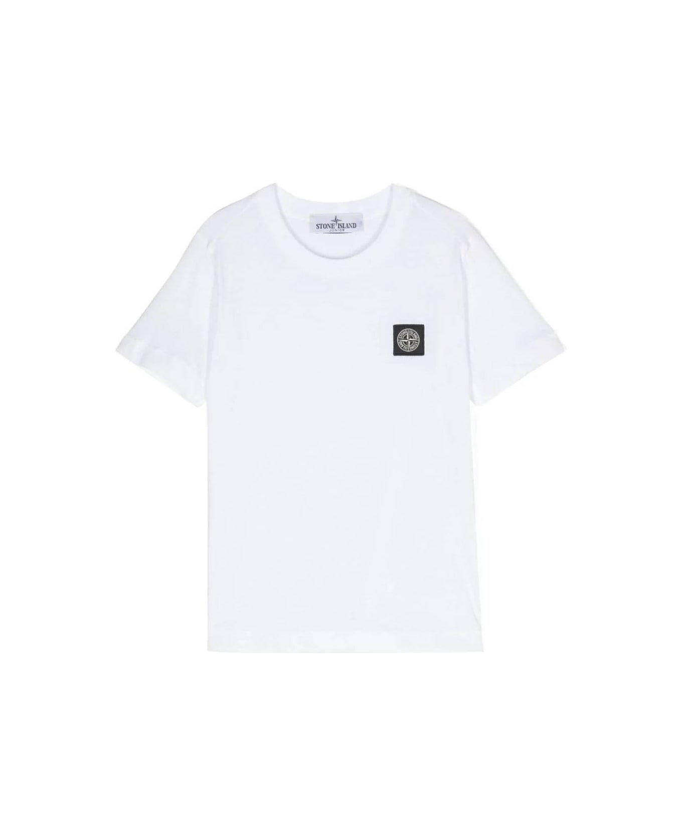 Stone Island Junior Compass-patch Crewneck T-shirt - White