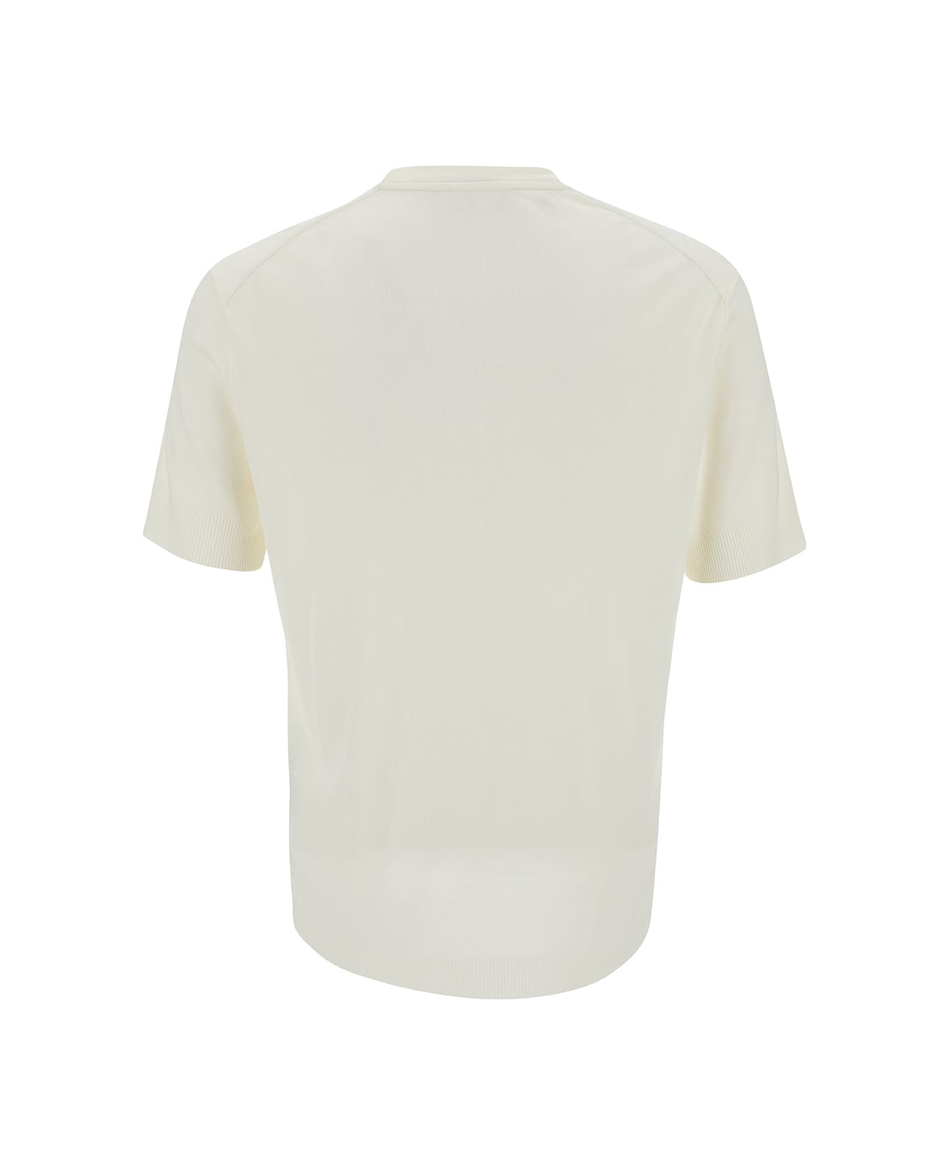 Tom Ford White Crewneck T-shirt With Ribbed Trim In Lyocell Blend Man - White