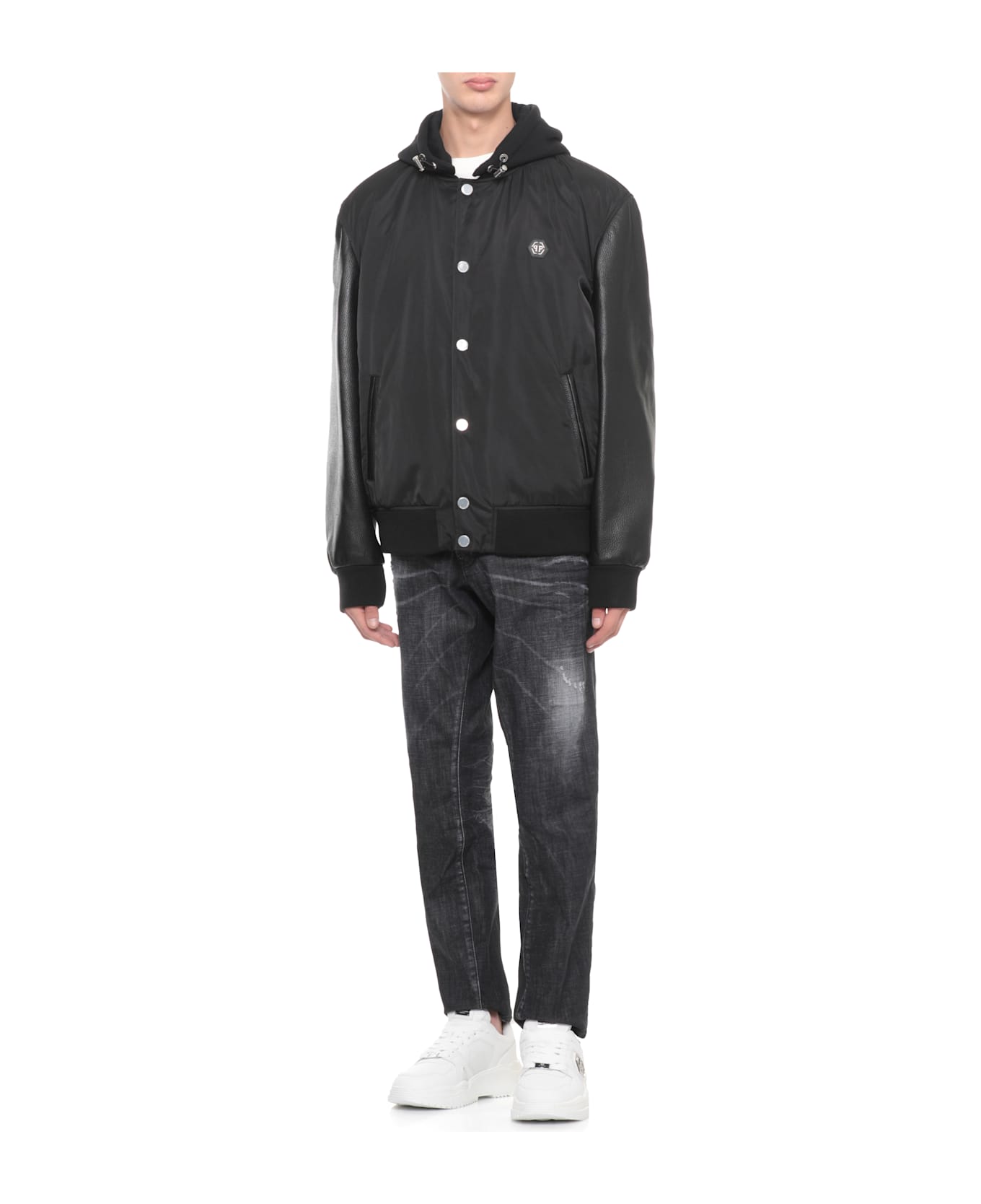Philipp Plein Bomber Jacket With Logo - Black