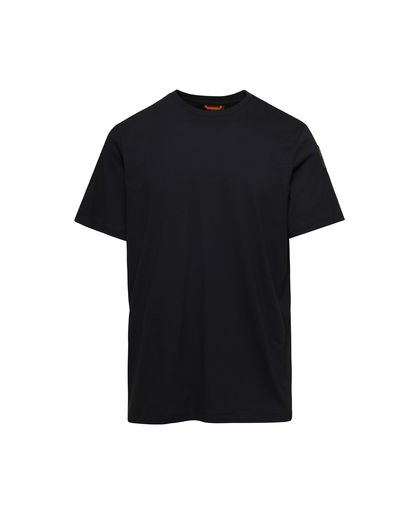 Parajumpers Black T-shirt With Logo Patch On Sleeve In Cotton Man - Black