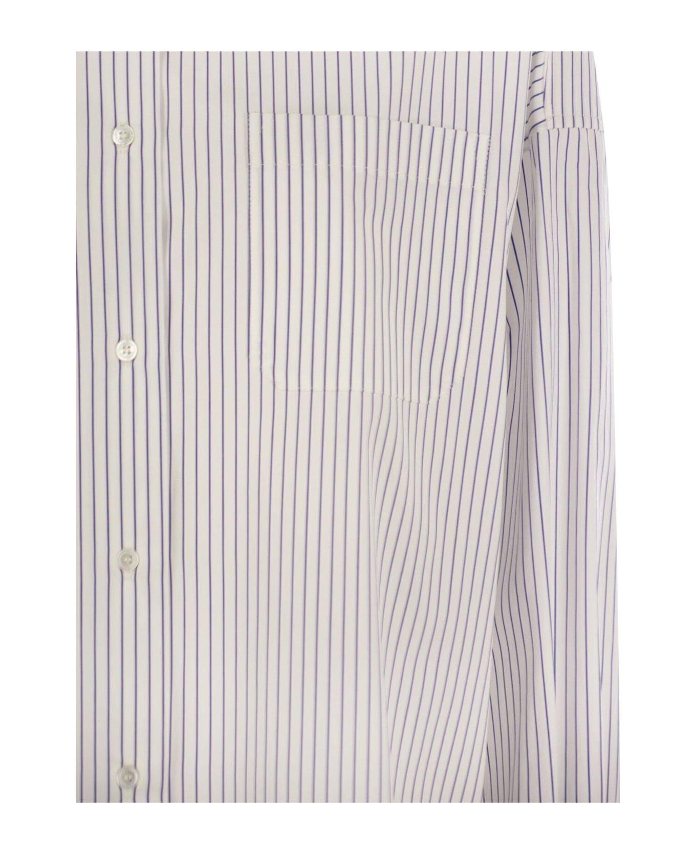 Weekend Max Mara Aureo Striped Long-sleeved Poplin Shirt - Blu