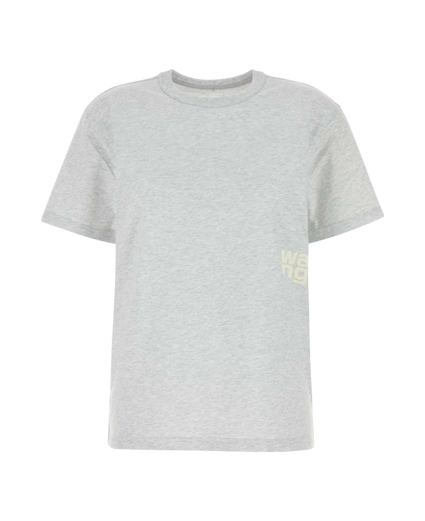 T by Alexander Wang Melange Light Grey Cotton T-shirt - LIGHTHEATHERGREY