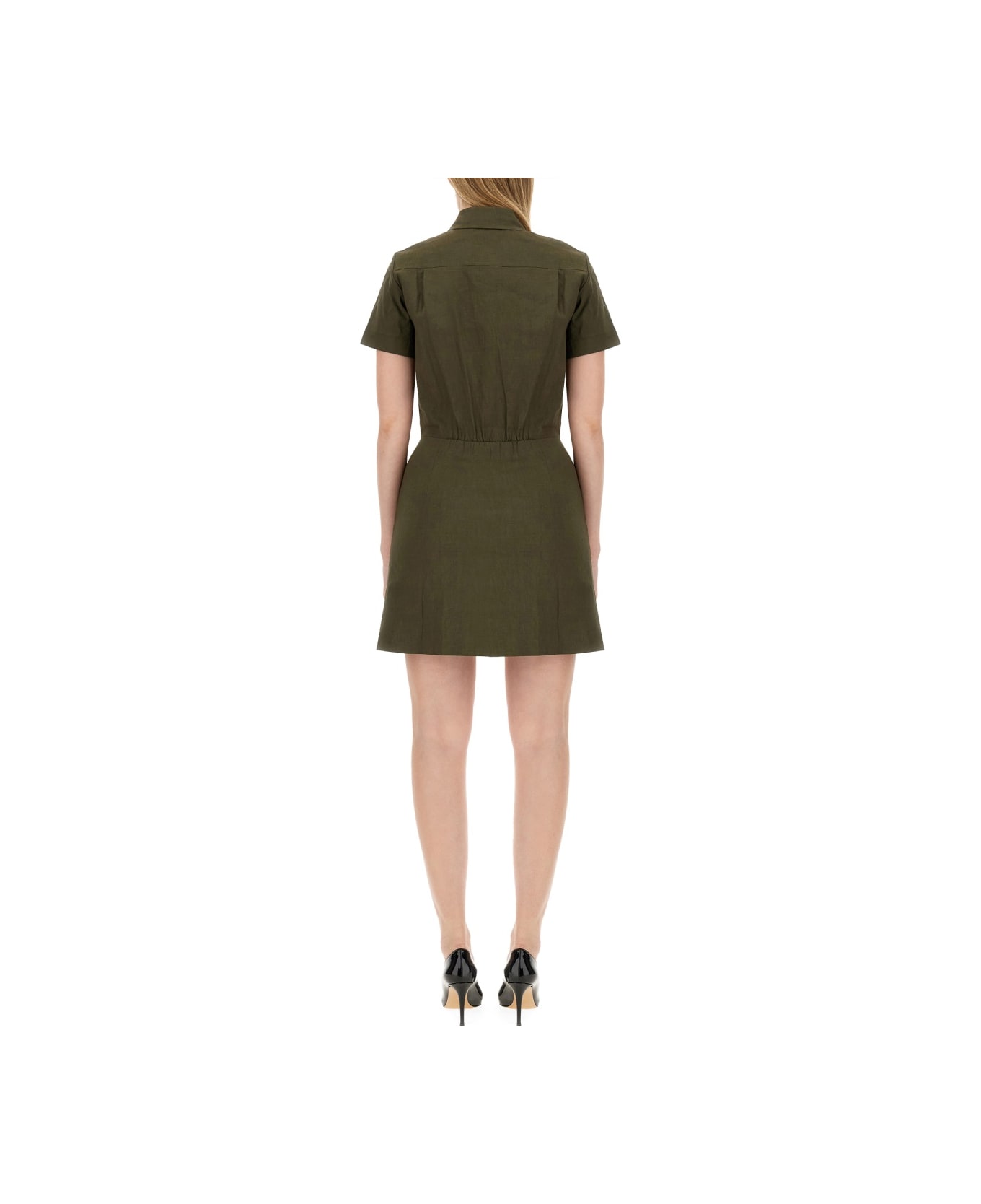 Theory Linen Blend Dress - GREEN