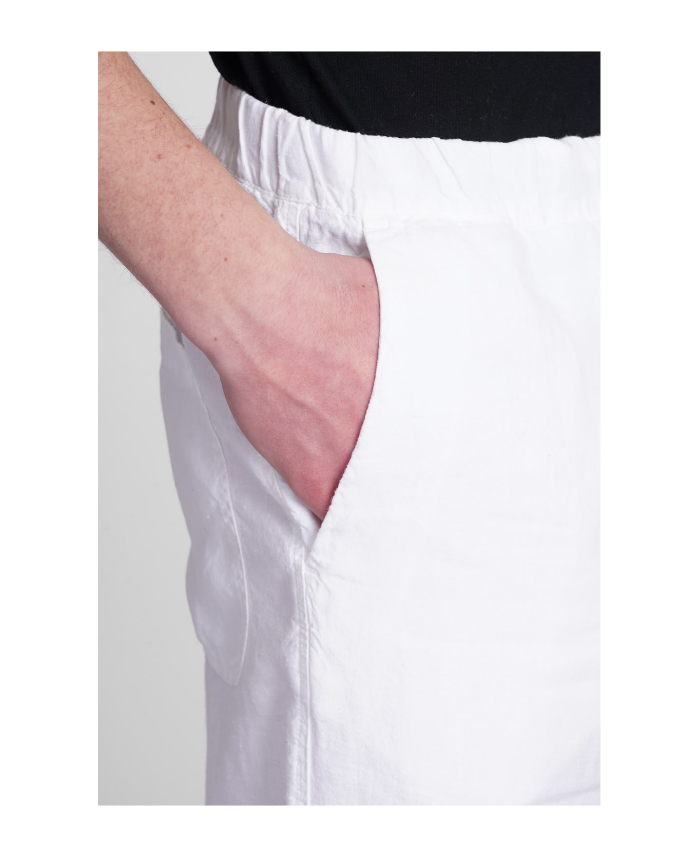 120% Lino Pants In White Linen - white ボトムス
