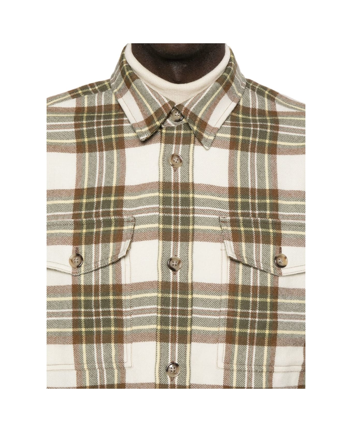 Ami Alexandre Mattiussi Wool Checked Overshirt - Beige
