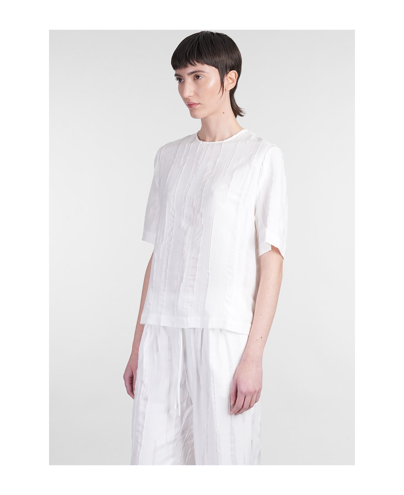 Loulou Studio Toba Blouse In White Silk - white