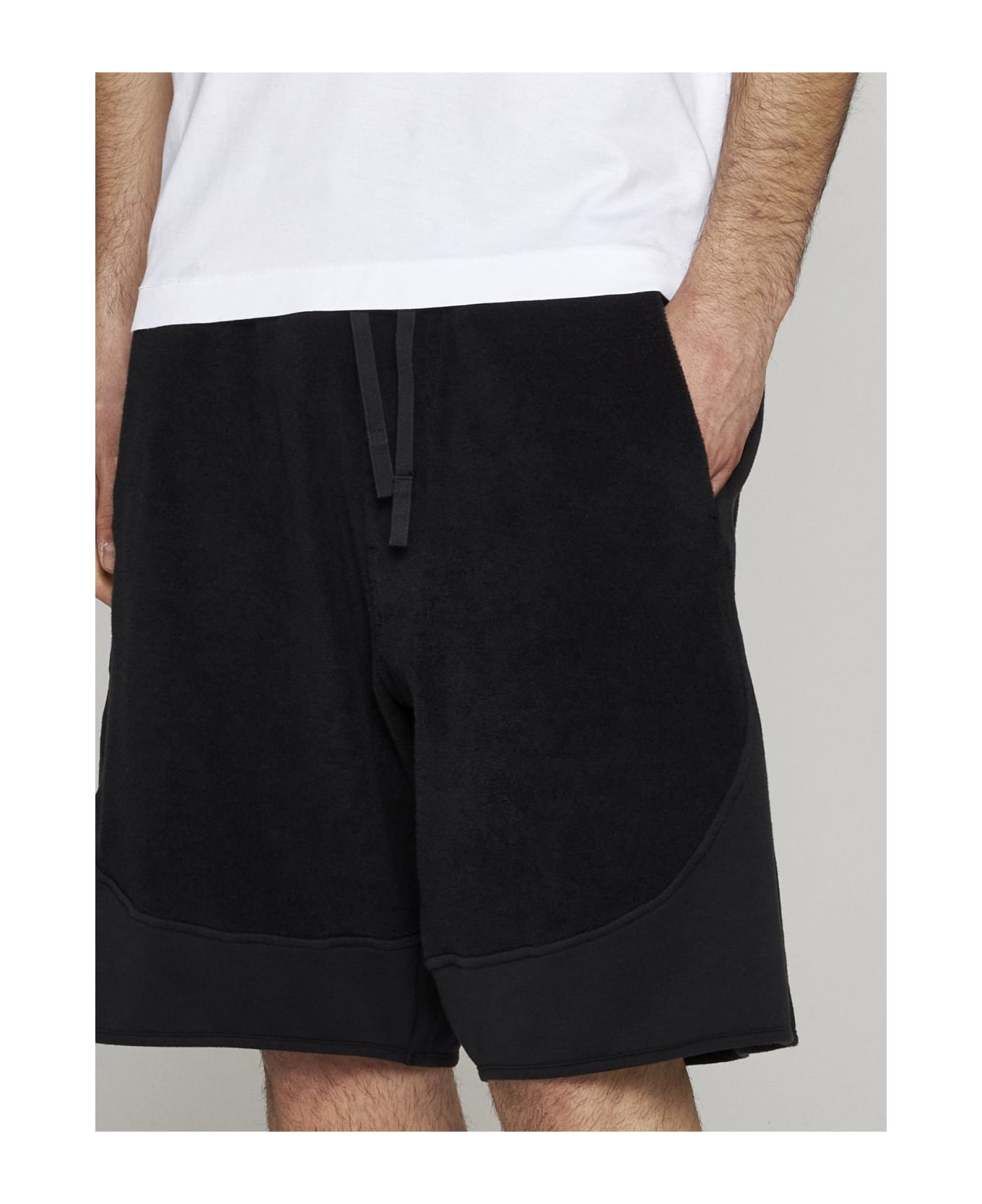 Stone Island Shadow Project Fleece Cotton Shorts - BLACK
