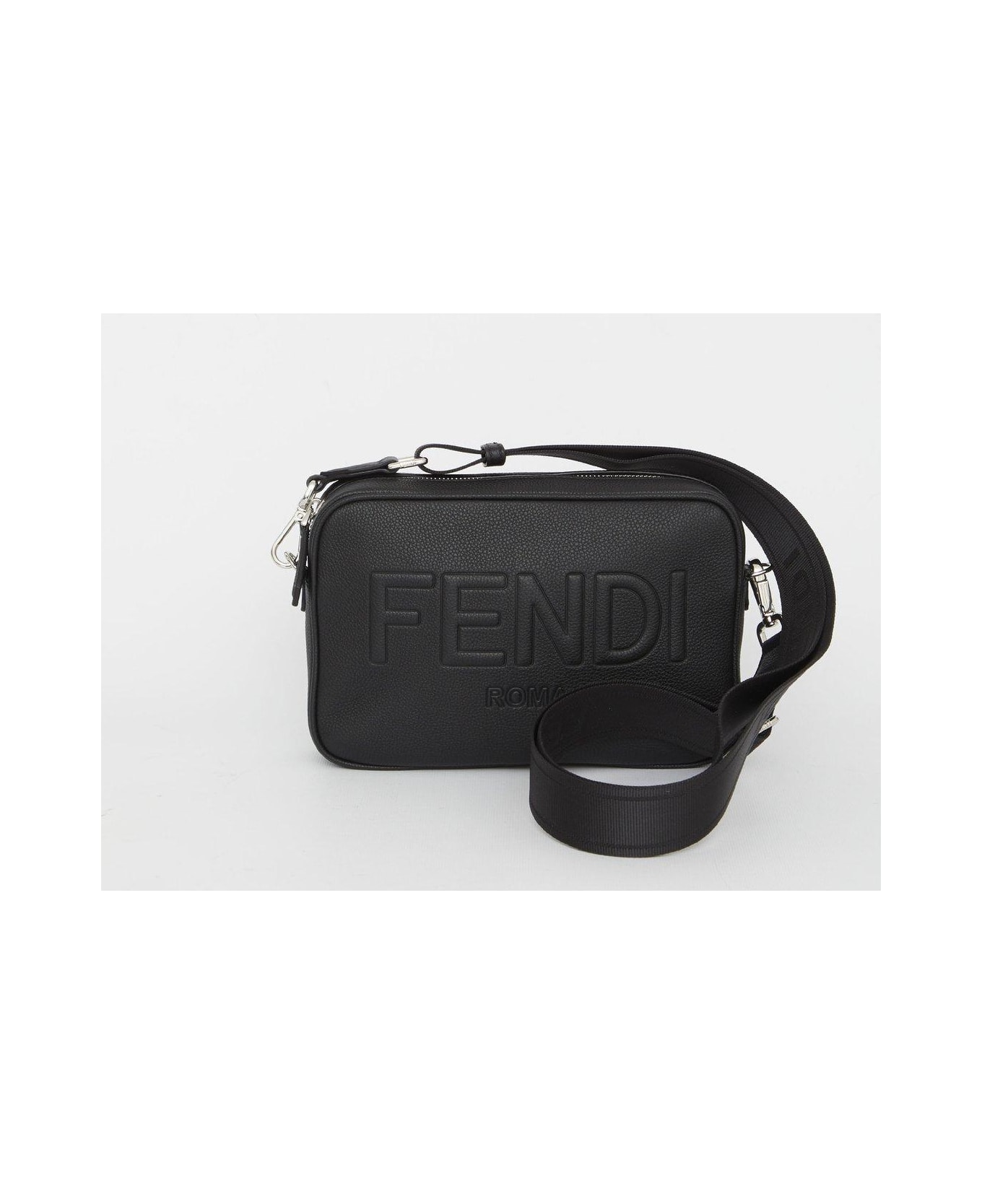 Fendi Logo Embossed Camera Bag - BLACK