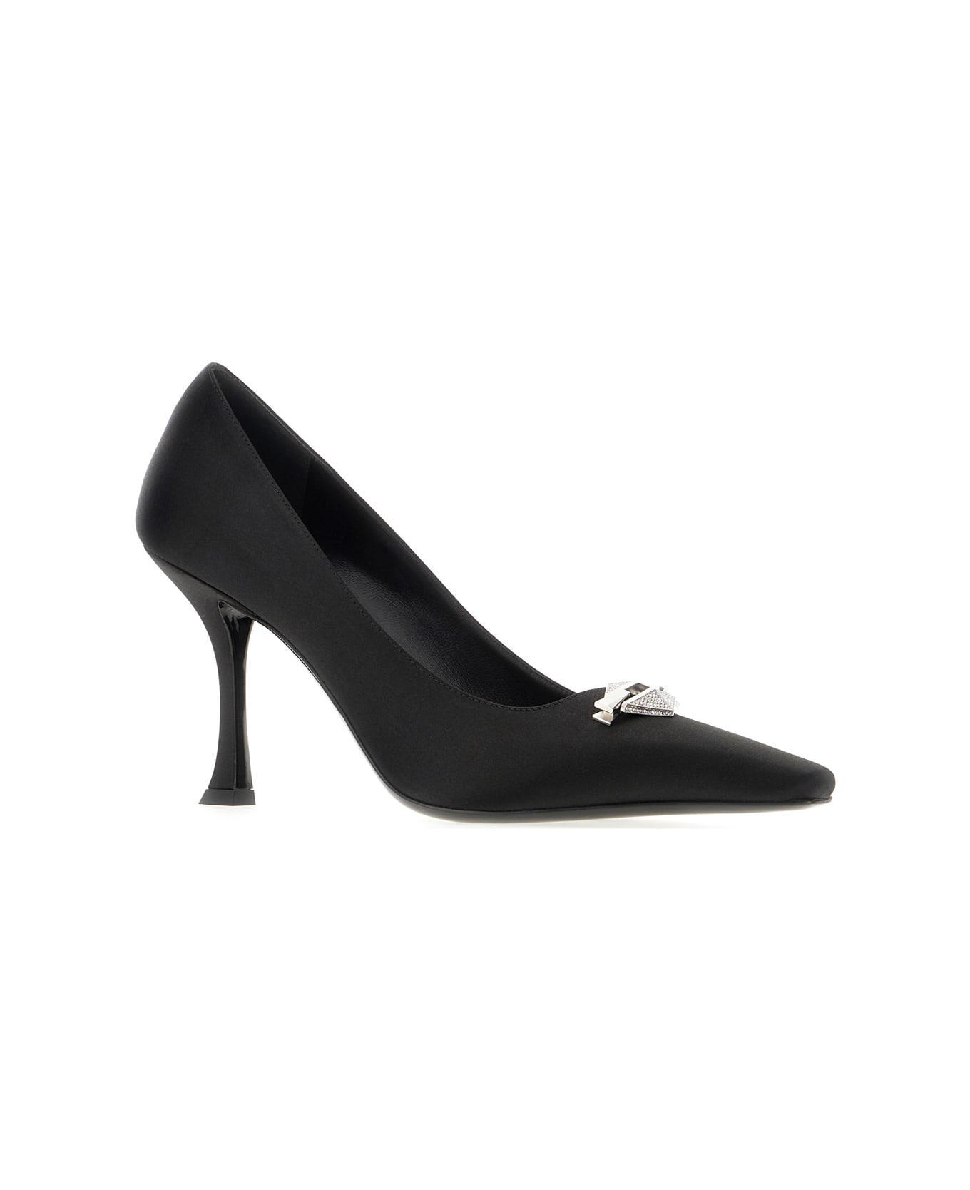 Jimmy Choo Black Satin Ryker Pumps - BLACKCRYSTAL