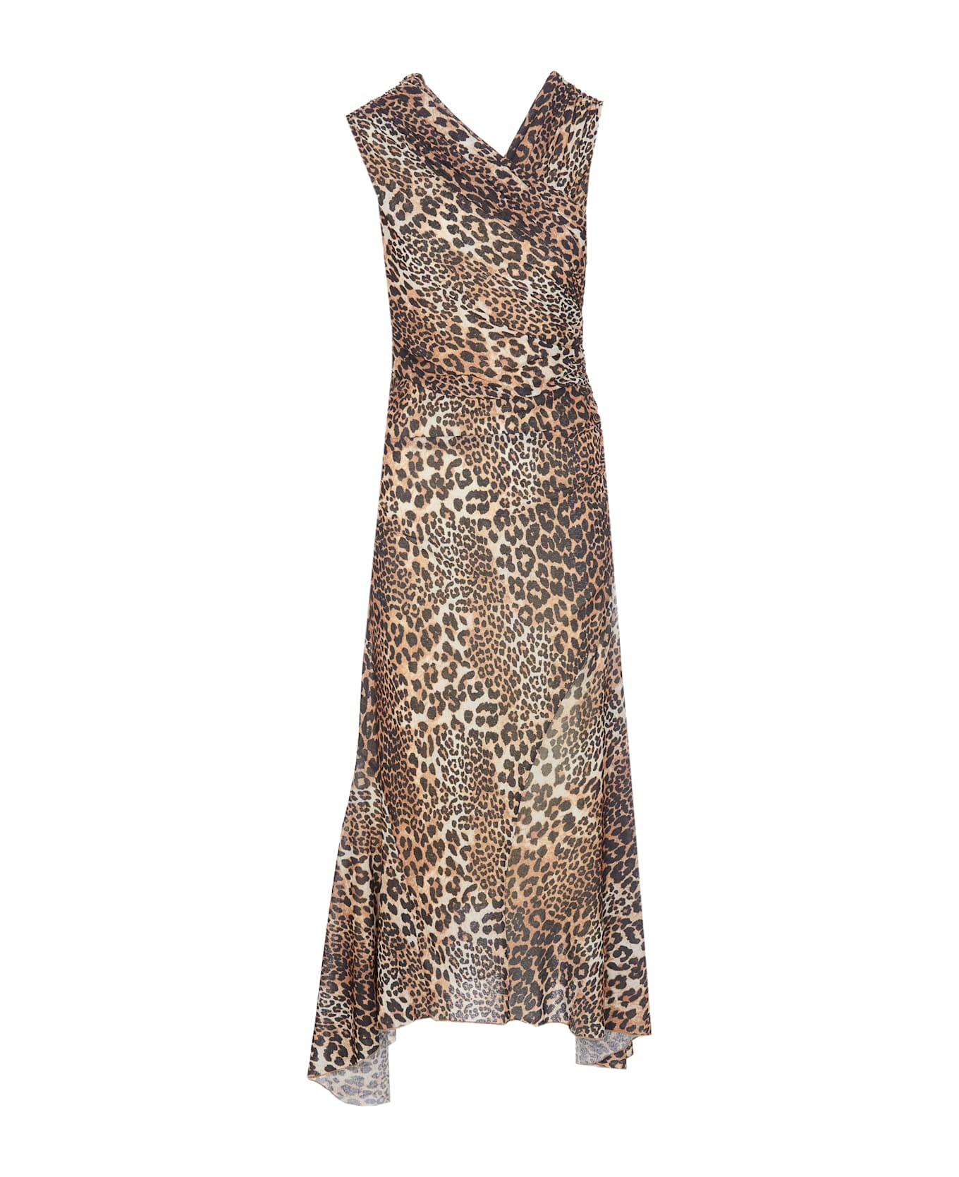 Ganni Marl Mesh Leopard Dress