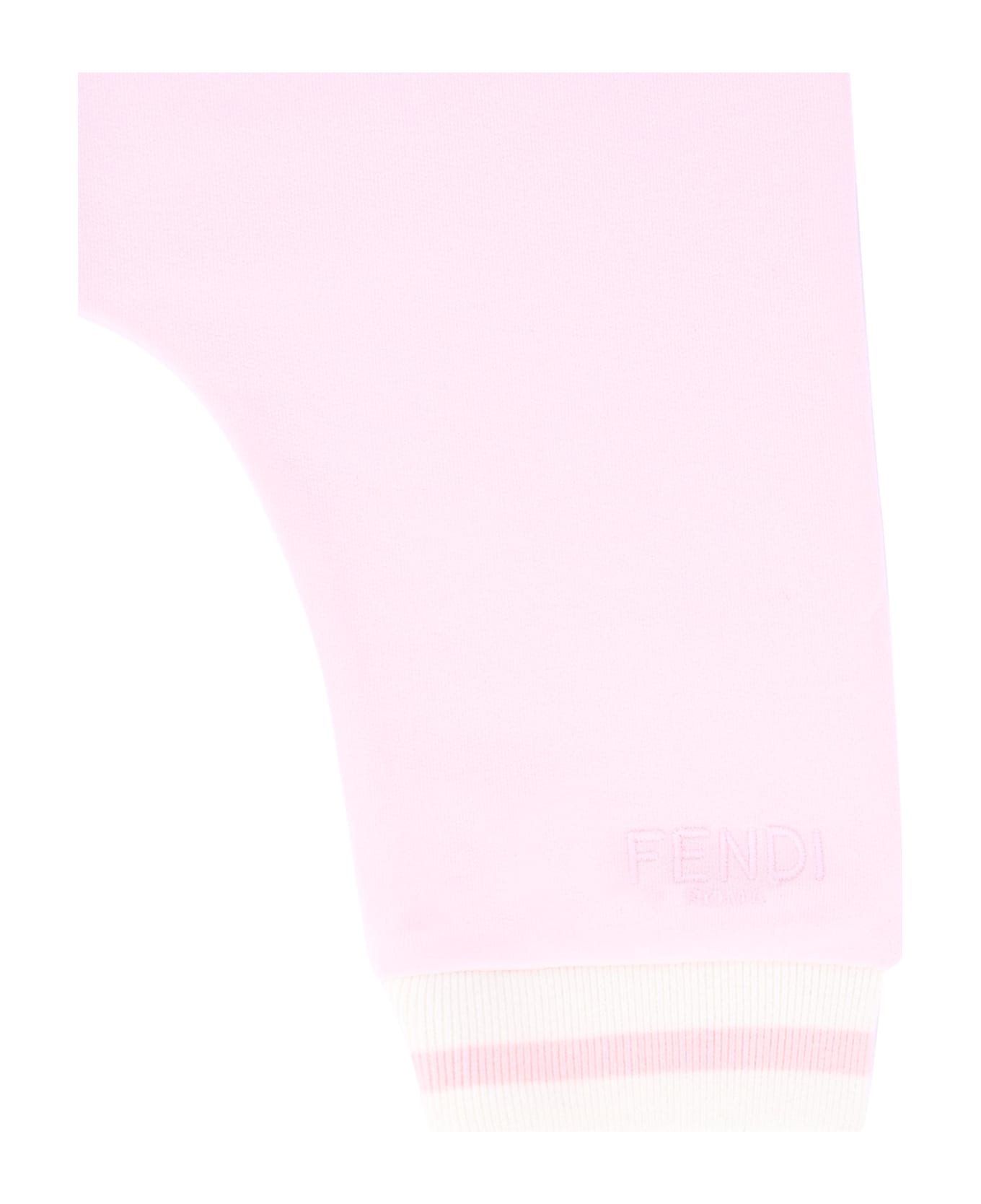 Fendi Pink Trousers For Baby Girl With Logo - Pink
