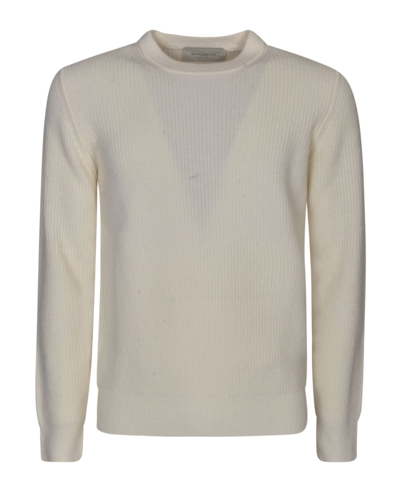 Ballantyne Round Neck Plain Ribbed Sweater Sweater - BURRO