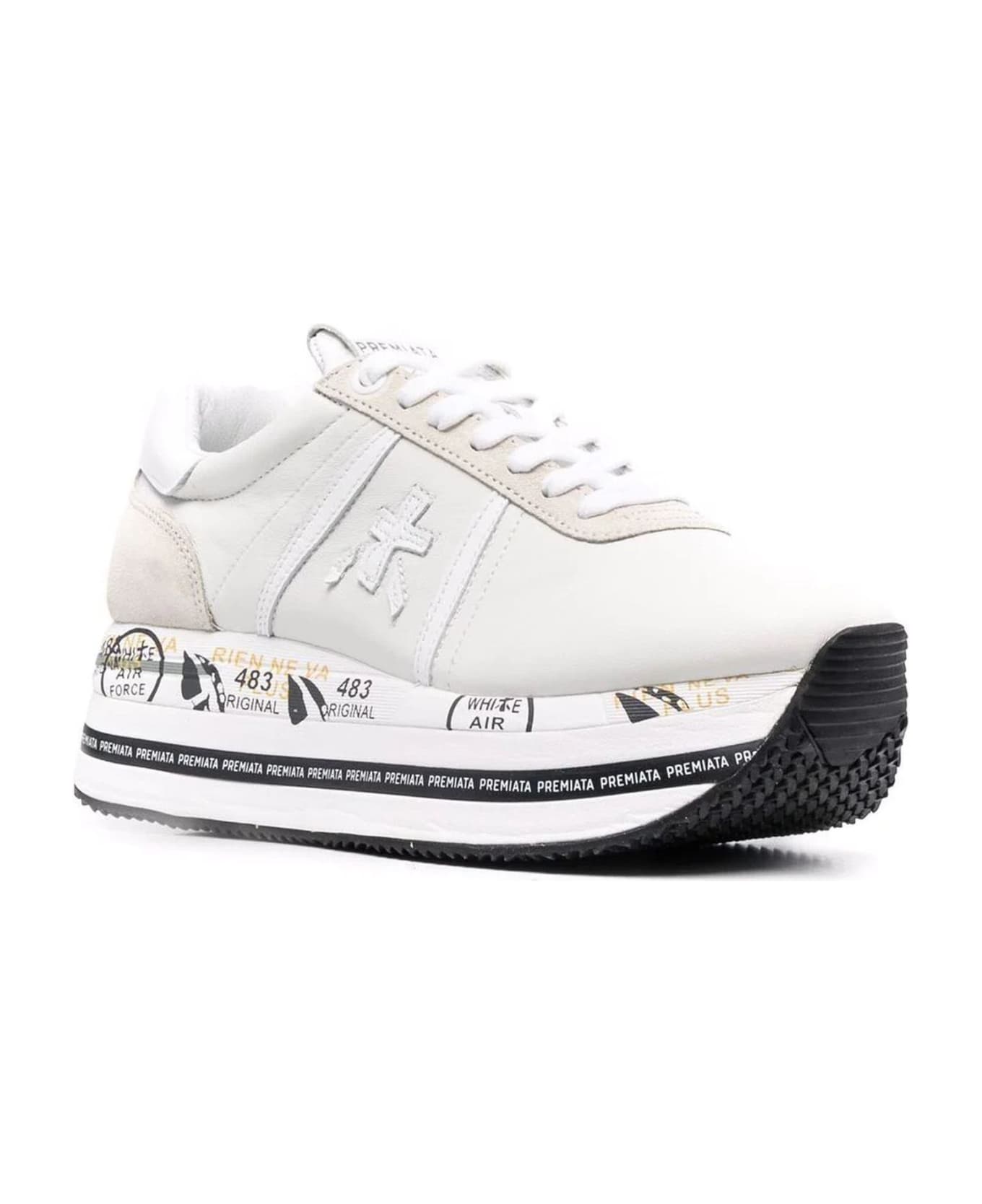 Premiata White Leather Beth Sneakers - White