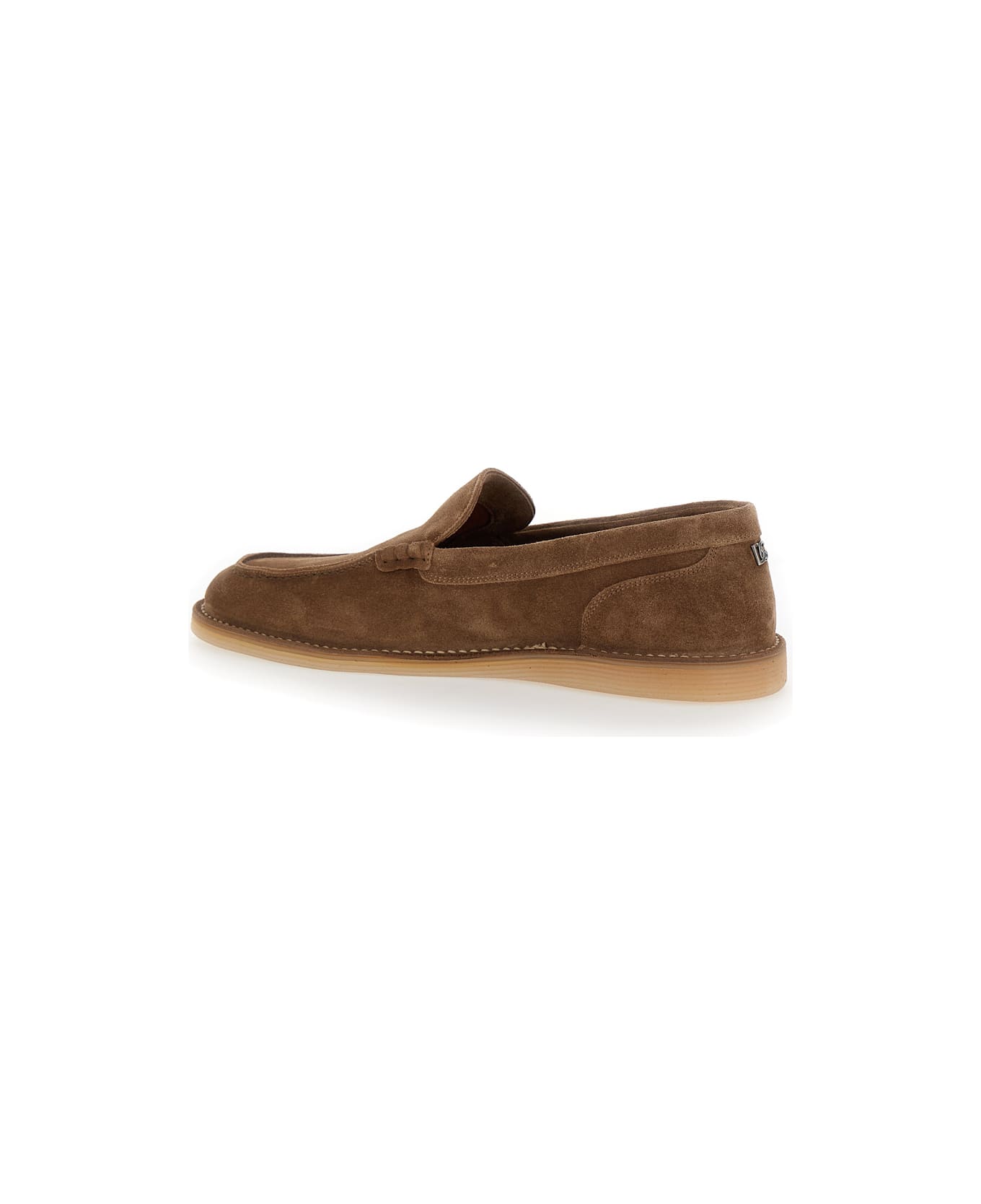 Dolce 
Gabbana 
new Florio Ideal
 Brown Loafers With Dg Detail In Suede Man - Brown