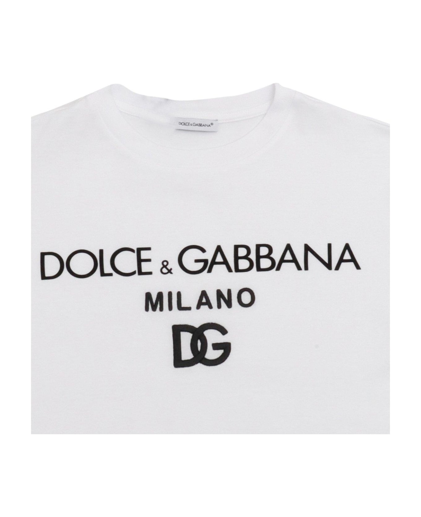 Dolce & Gabbana Logo Printed Crewneck T-shirt - Bianco Ottico