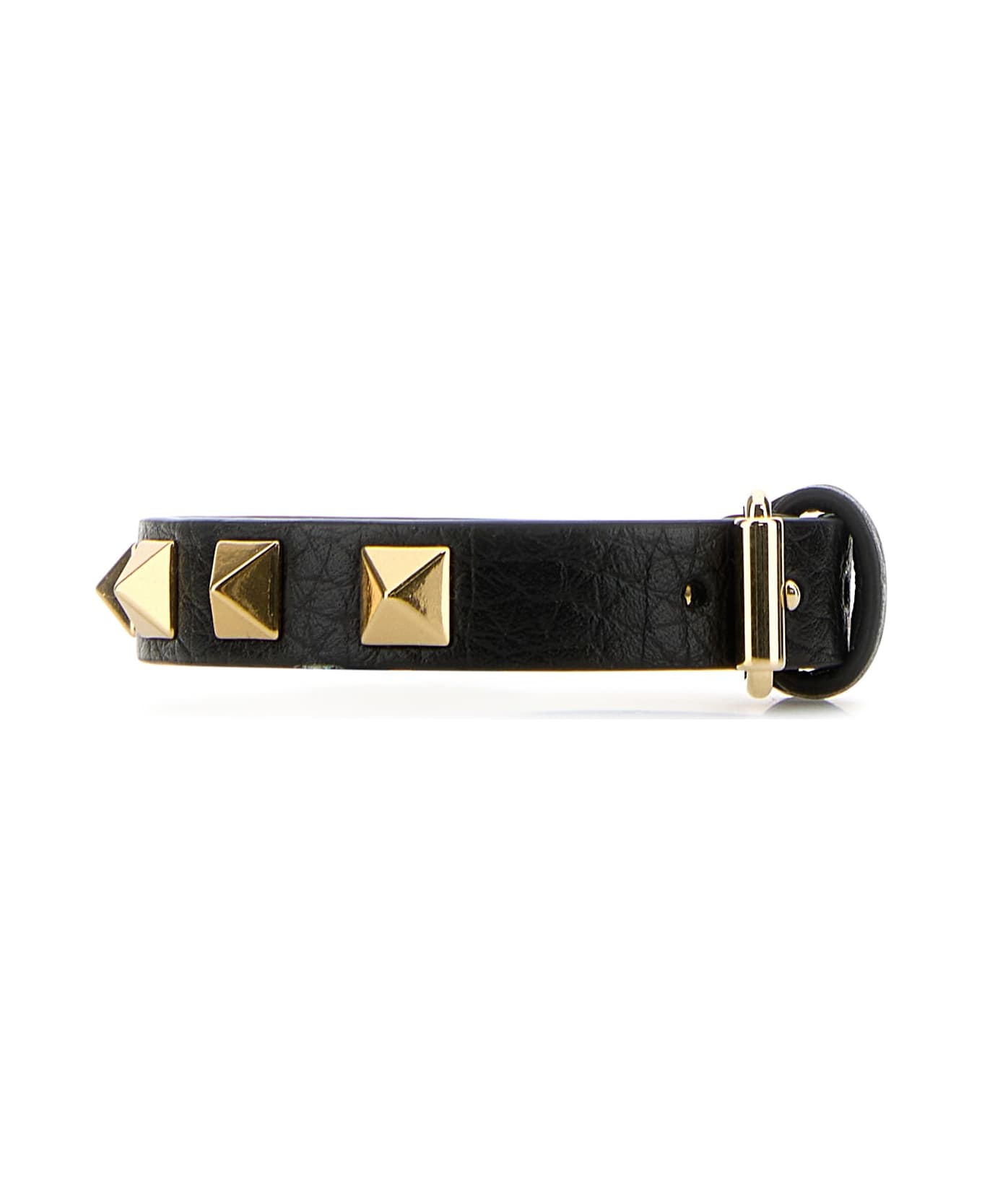 Valentino Garavani Black Leather Rockstud Bracelet - NERO