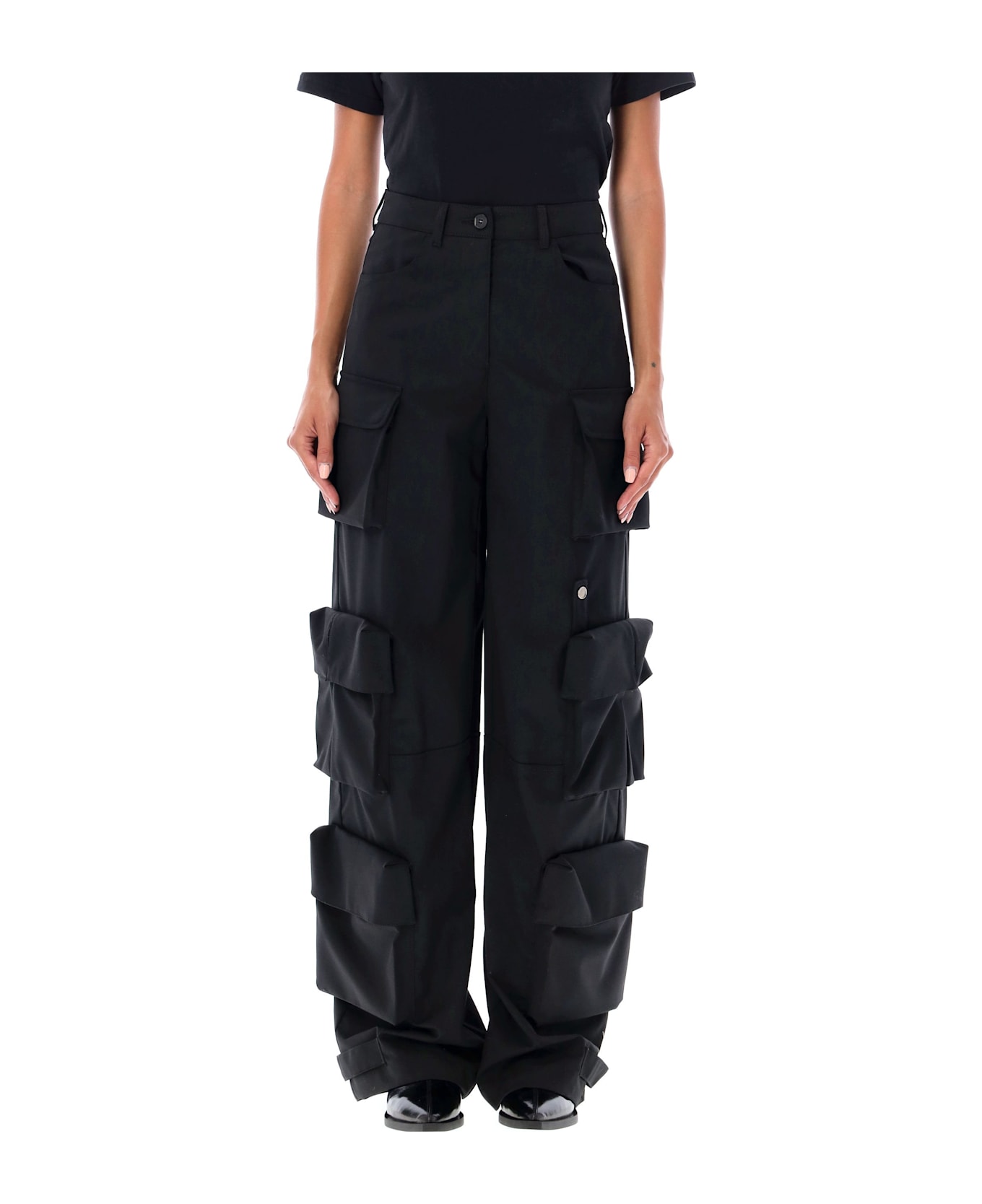 Emporio Armani Capsule Black Blue Asv Multi-pocket Cargo Trousers - Black