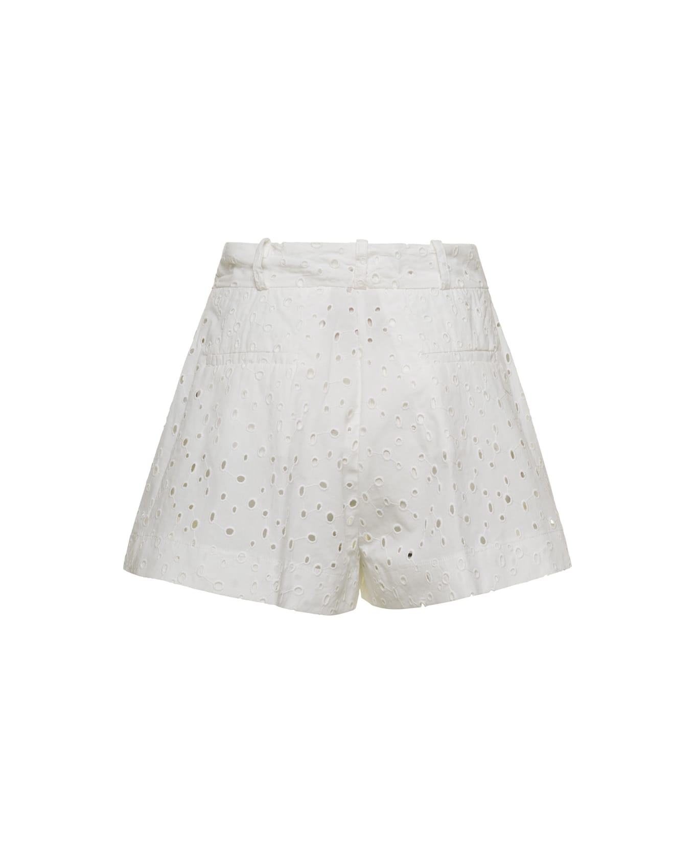 SEMICOUTURE White Broderie Anglaise Shorts In Cotton Blend Woman - White ショートパンツ