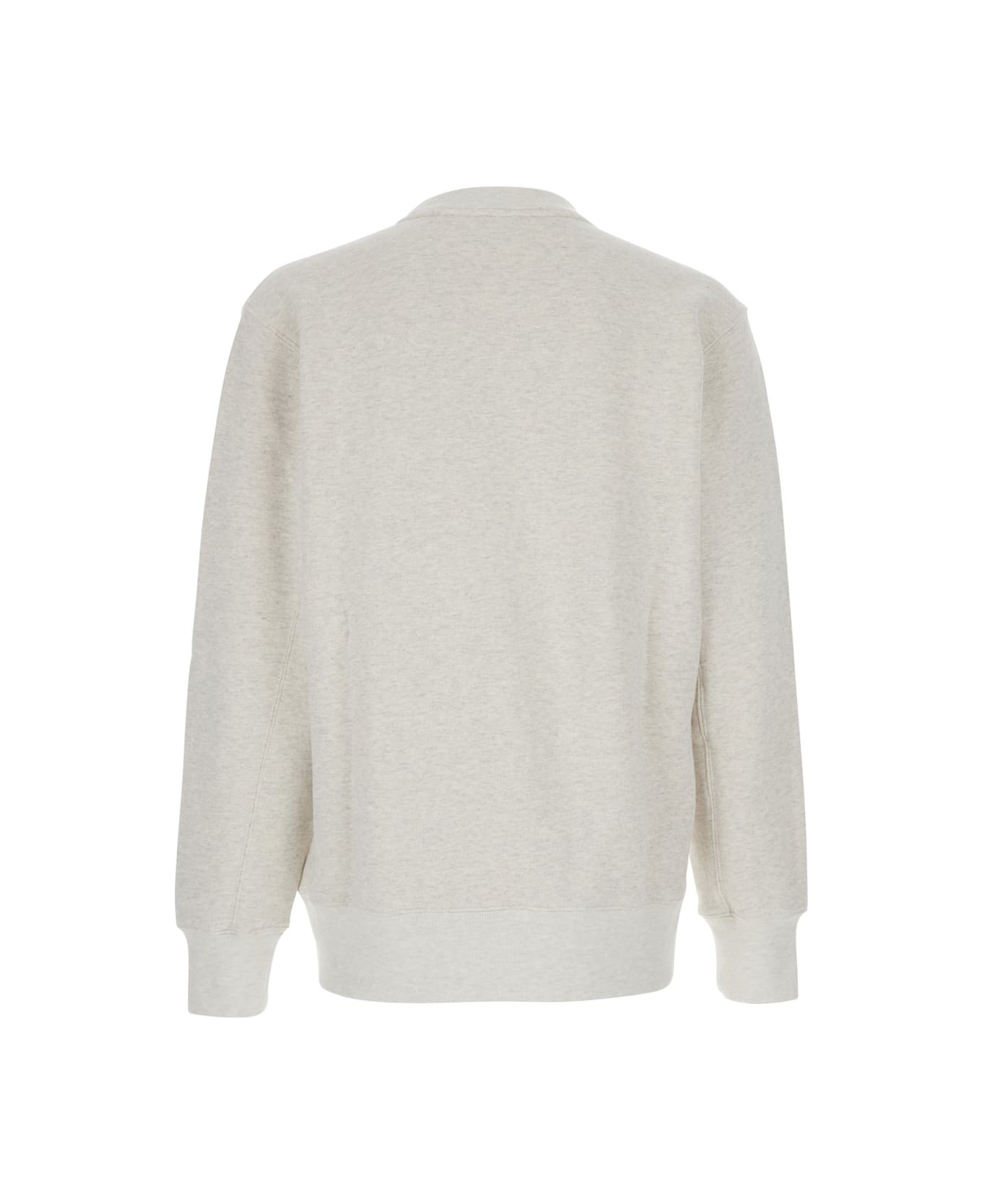 Autry Grey Crewneck Sweatshirt With Print On The Front And Ribbed Trims In Cotton Man - Grey