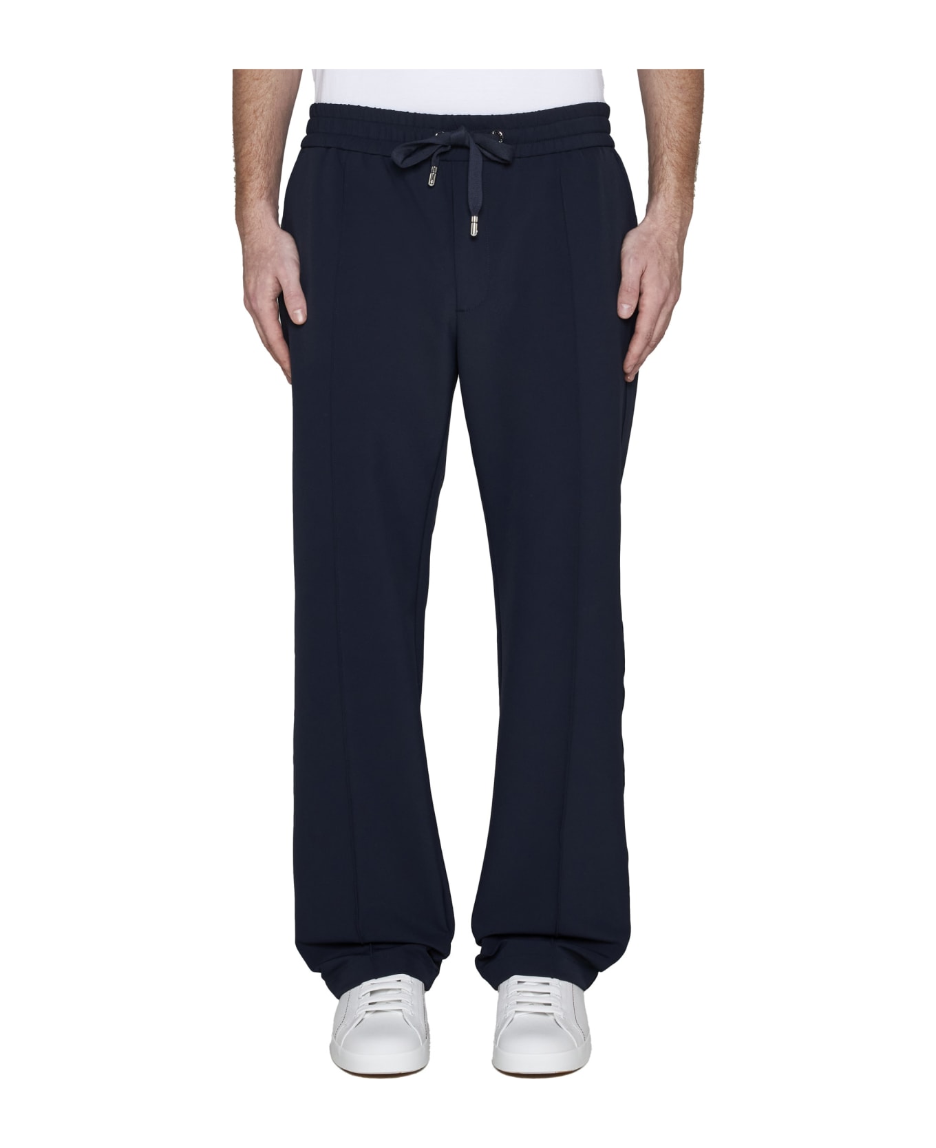 Dolce & Gabbana Joggers Pants With Drawstring And Logo Patch - Blue