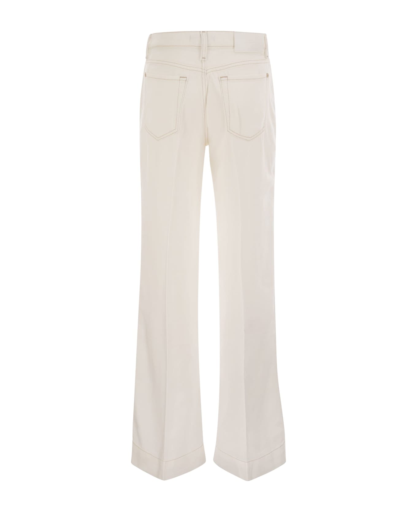 7 For All Mankind Modern Dojo Tailorless - High Waisted Flared Jeans - White
