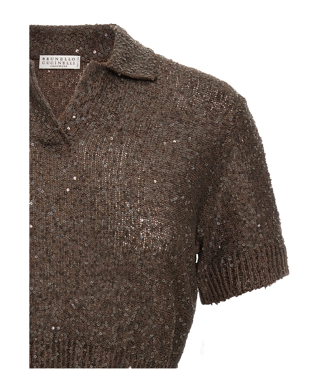Brunello Cucinelli Sequin Polo Shirt - Brown