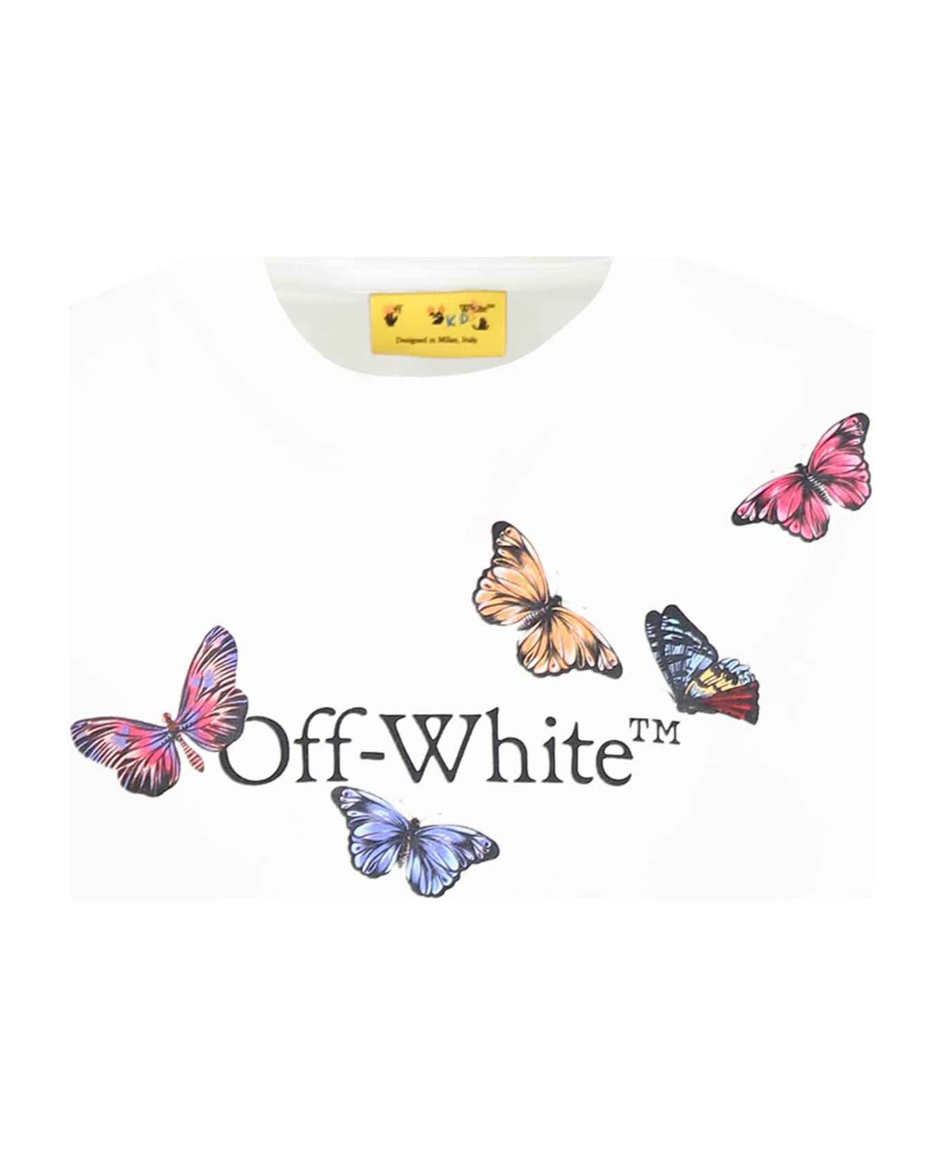 Off-White White T-shirt For Girl With Logo - White Black