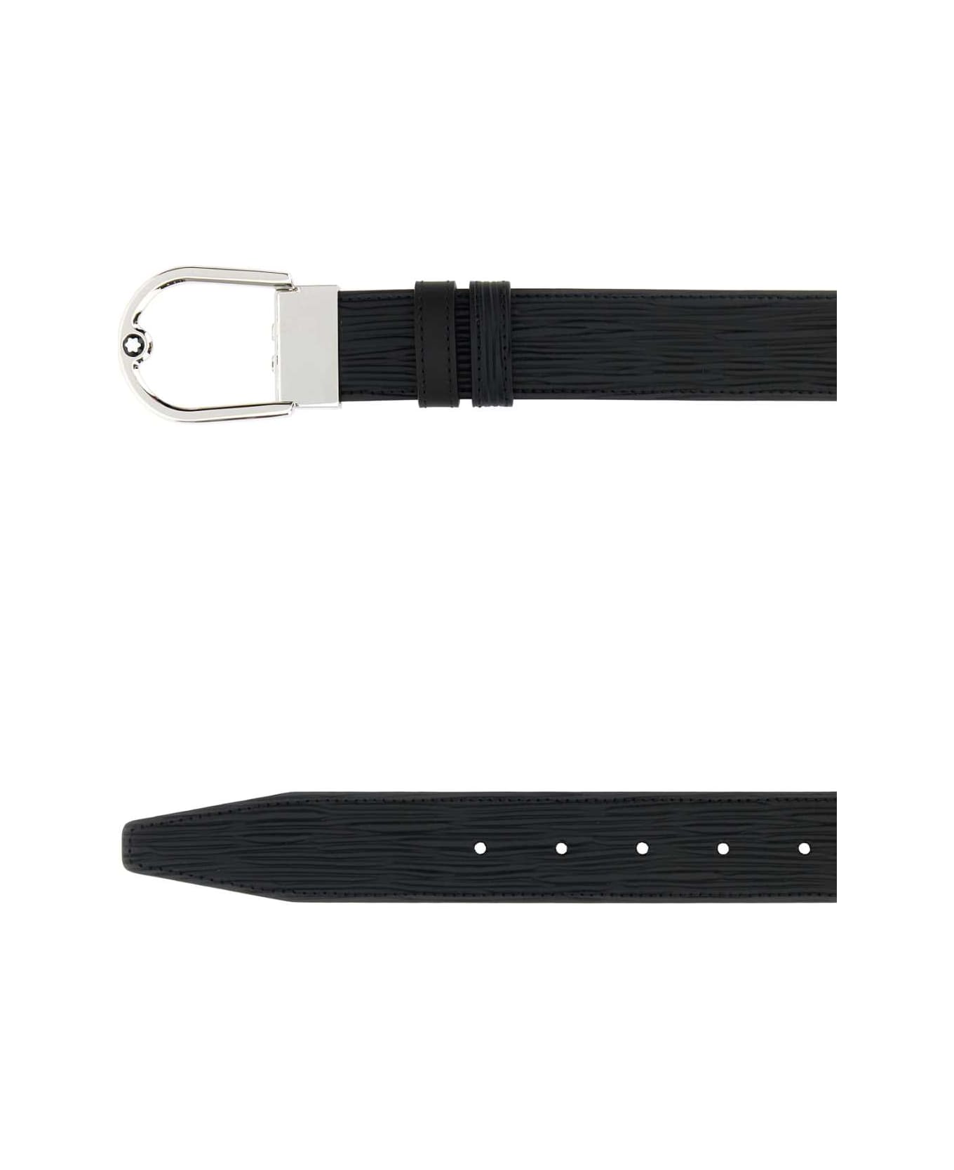 Montblanc Black Leather Belt - BLACK