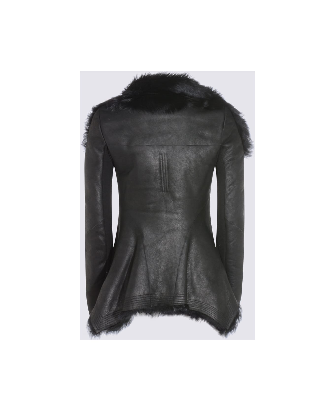 Rick Owens Black Leather Jacket - Black