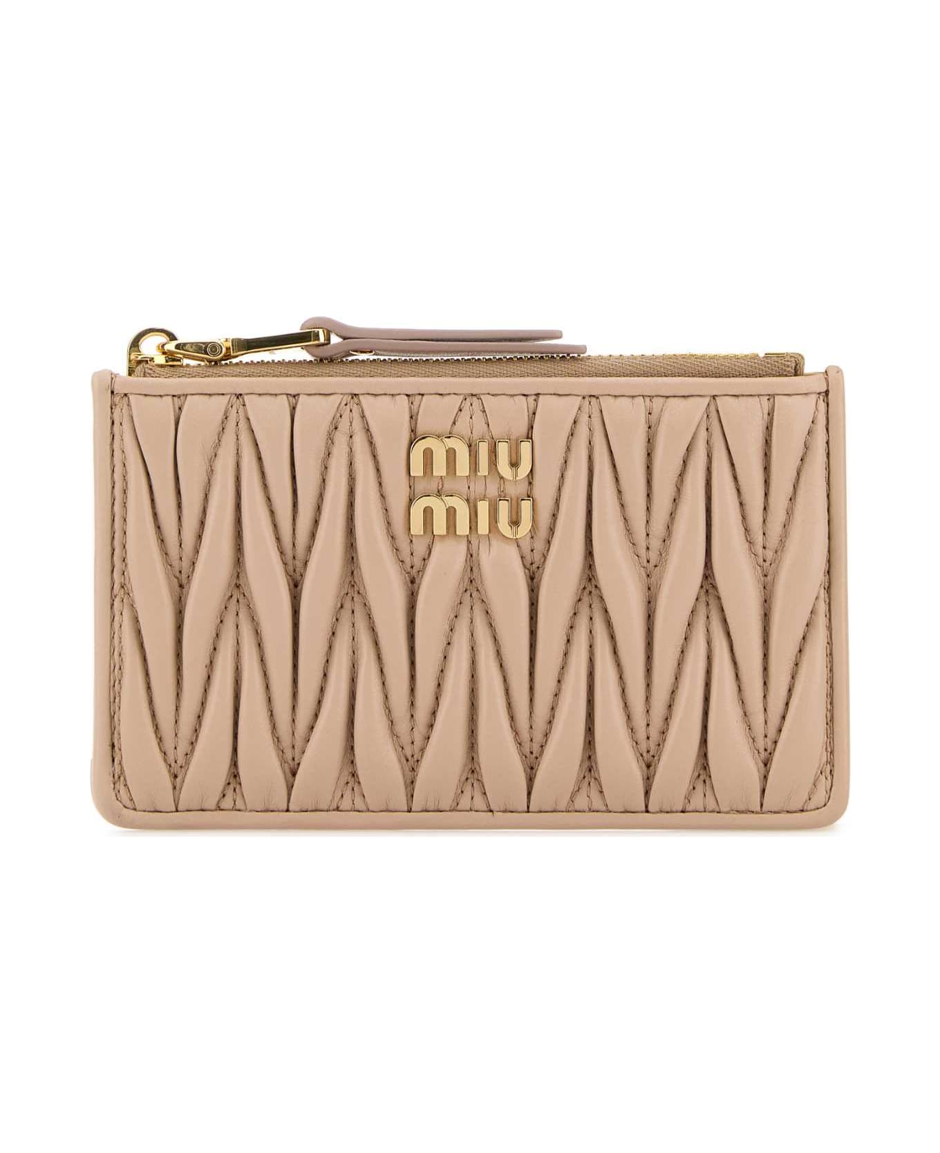 Miu Miu Powder Pink Nappa Leather Card Holder - CIPRIA