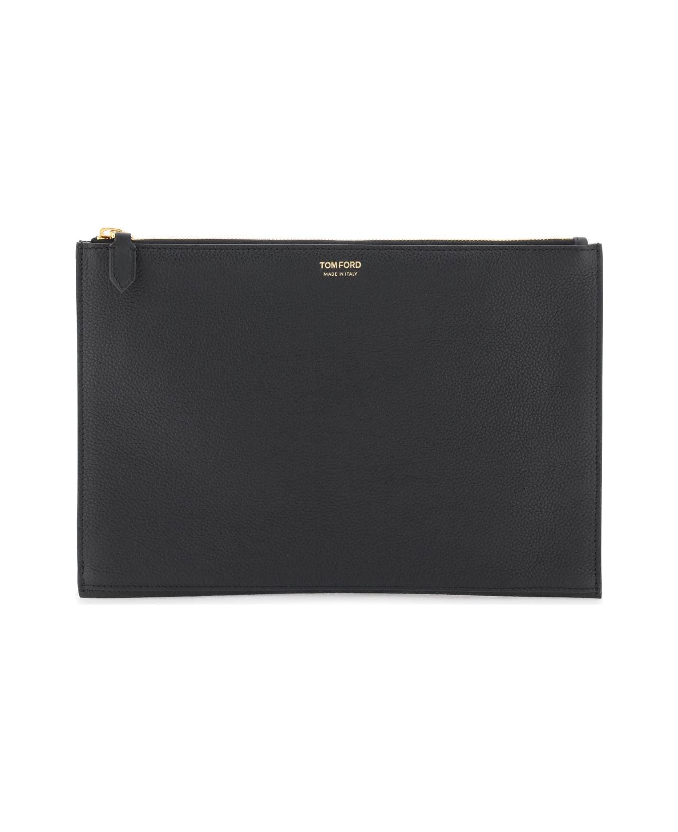 Tom Ford Grained Leather Pouch - BLACK (Black)