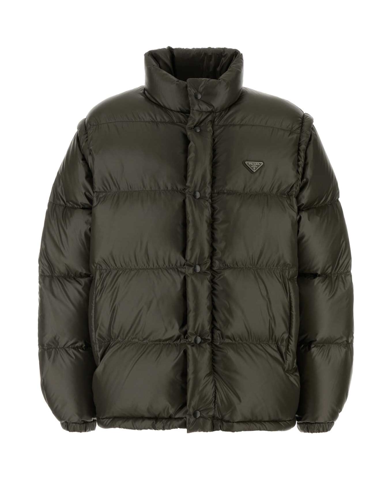 Prada Olive Green Nylon Down Jacket - MIMETICO ダウンジャケット