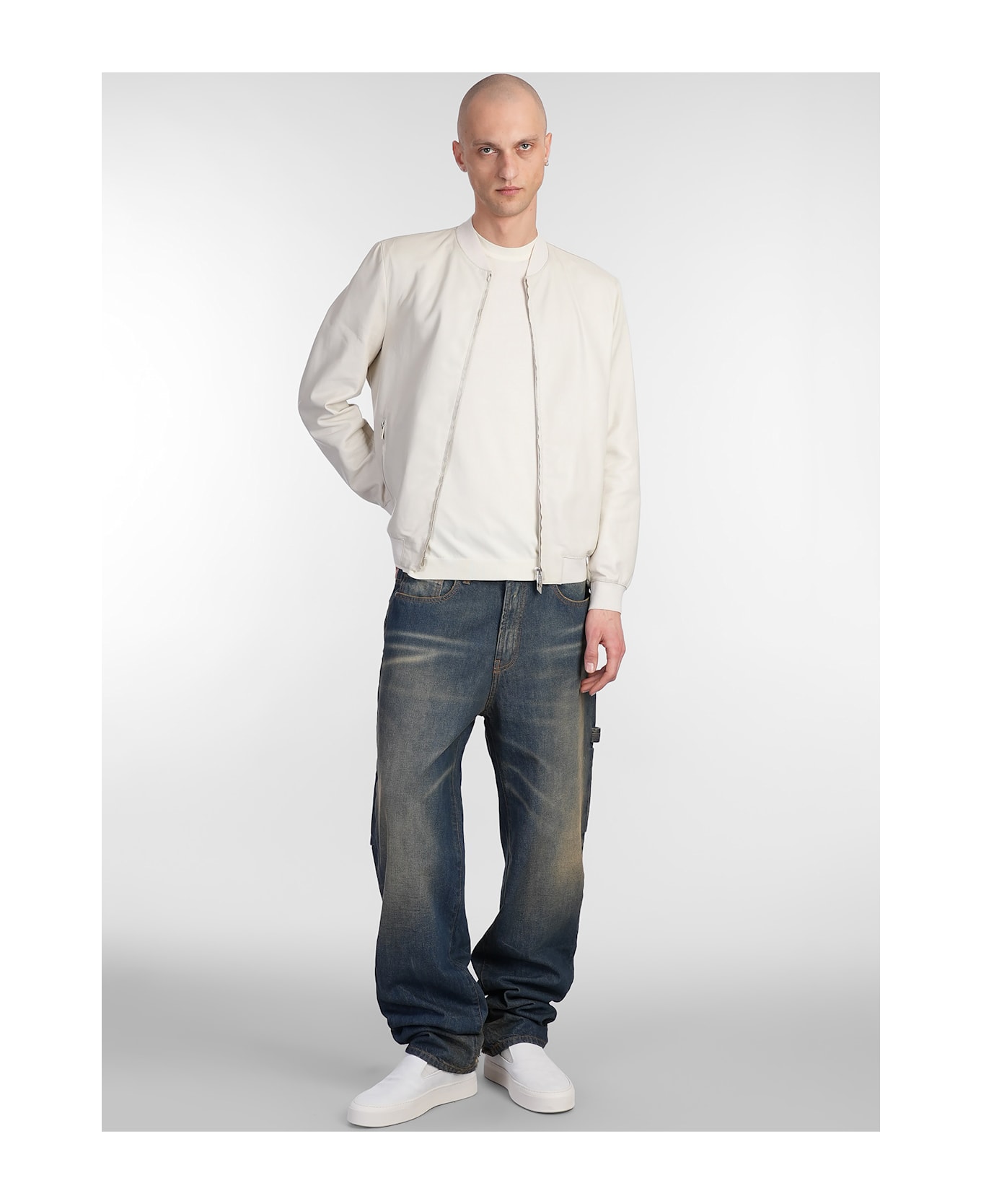 Salvatore Santoro Bomber Jacket In Grey Leather - grey