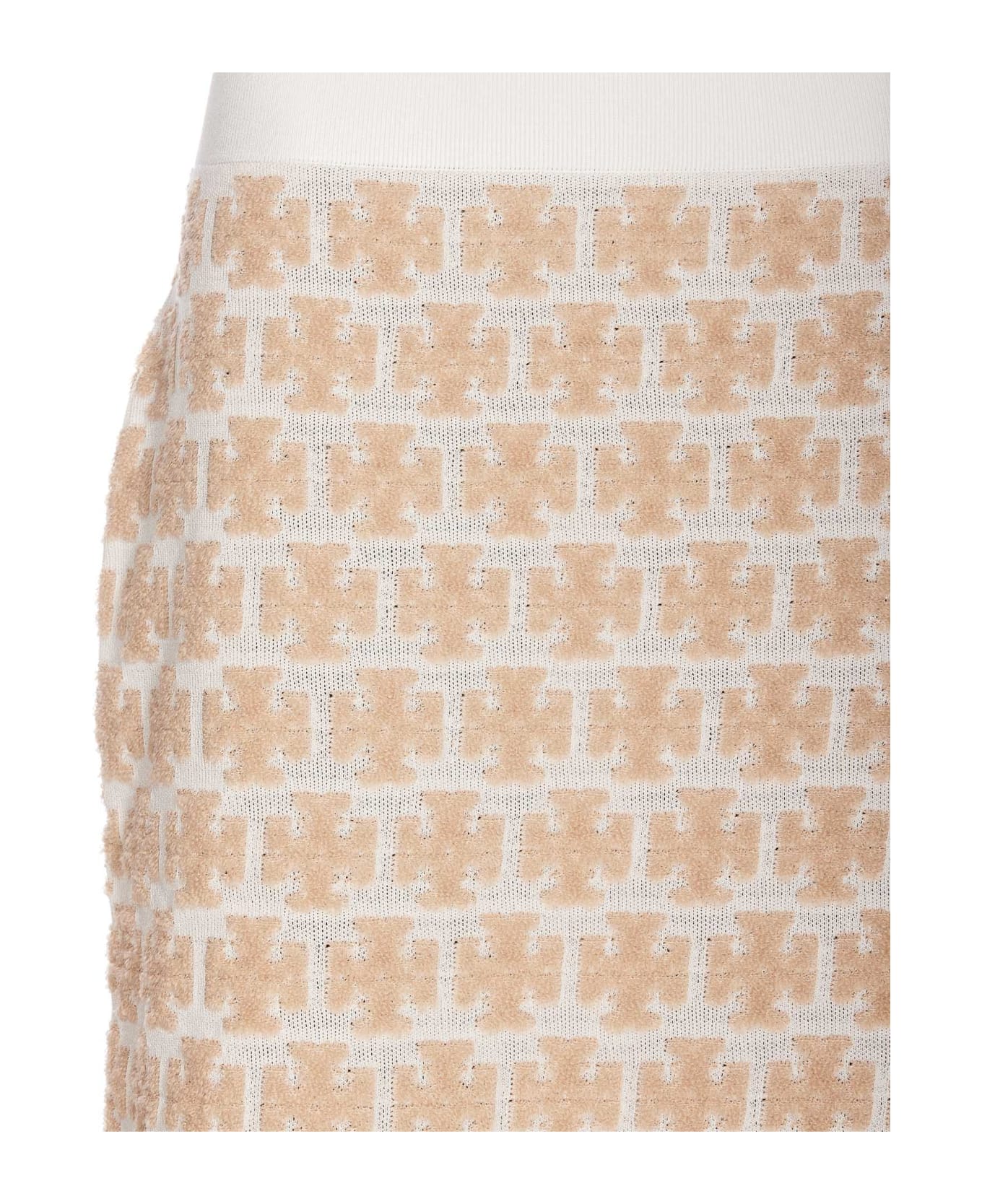 Tory Burch Boucle' Logo Skirt - White スカート