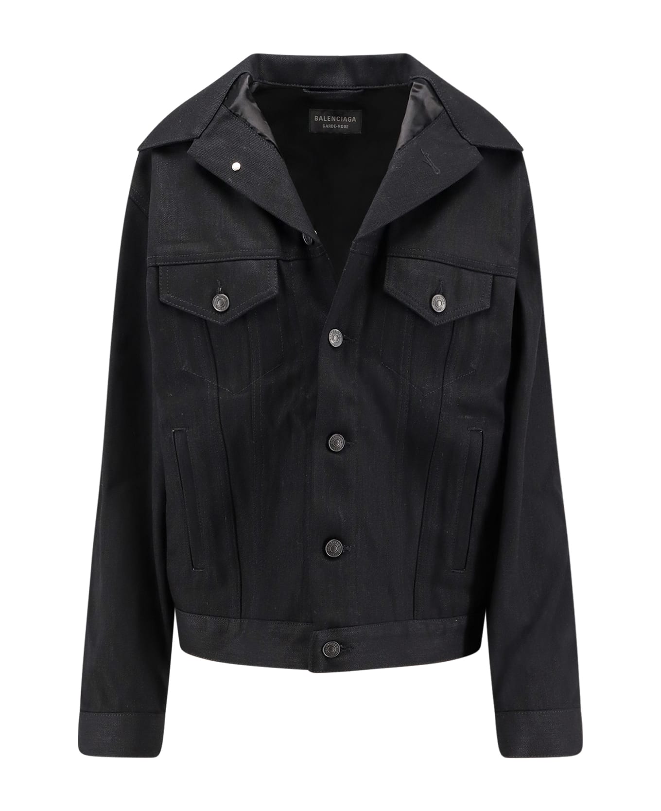 Balenciaga Standing Denim Jacket - Black