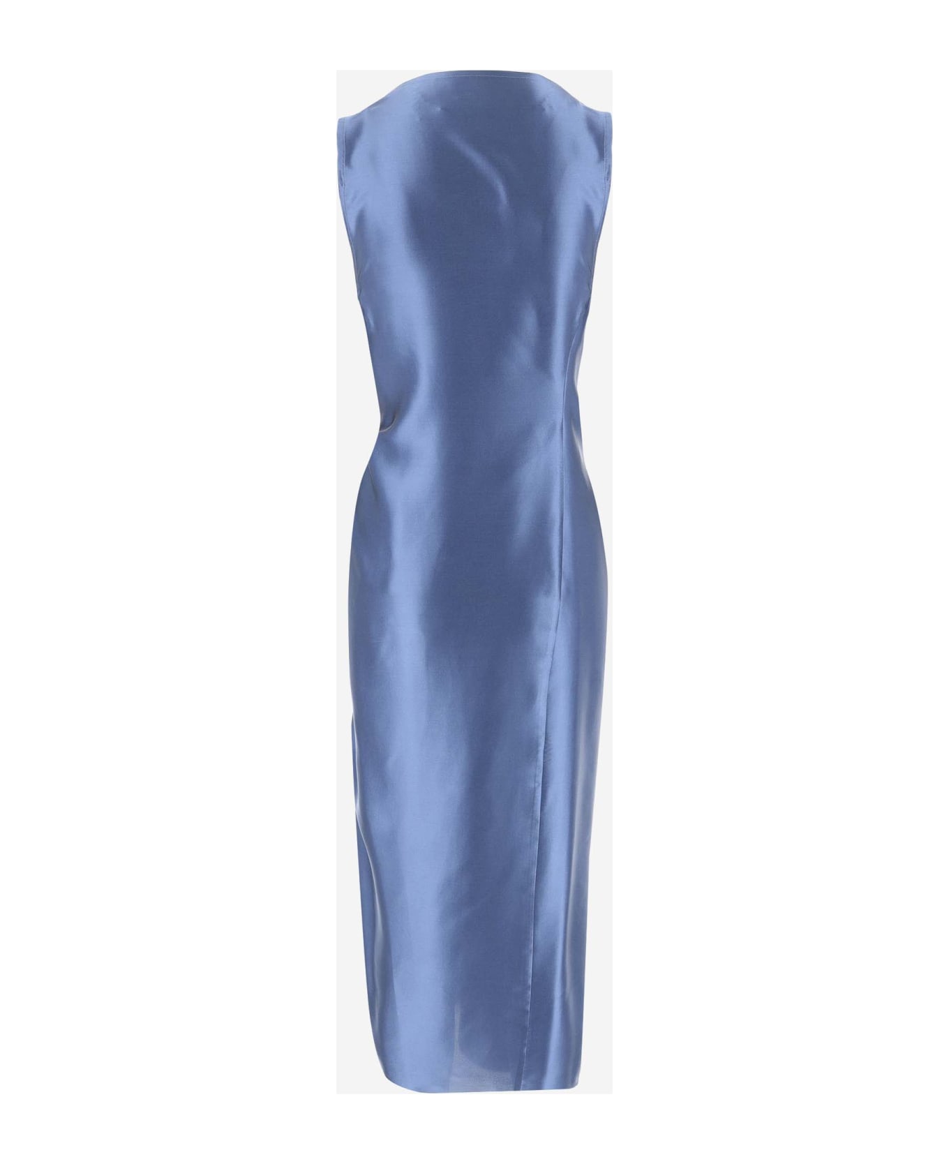 Stephan Janson Draped Silk Dress - Clear Blue