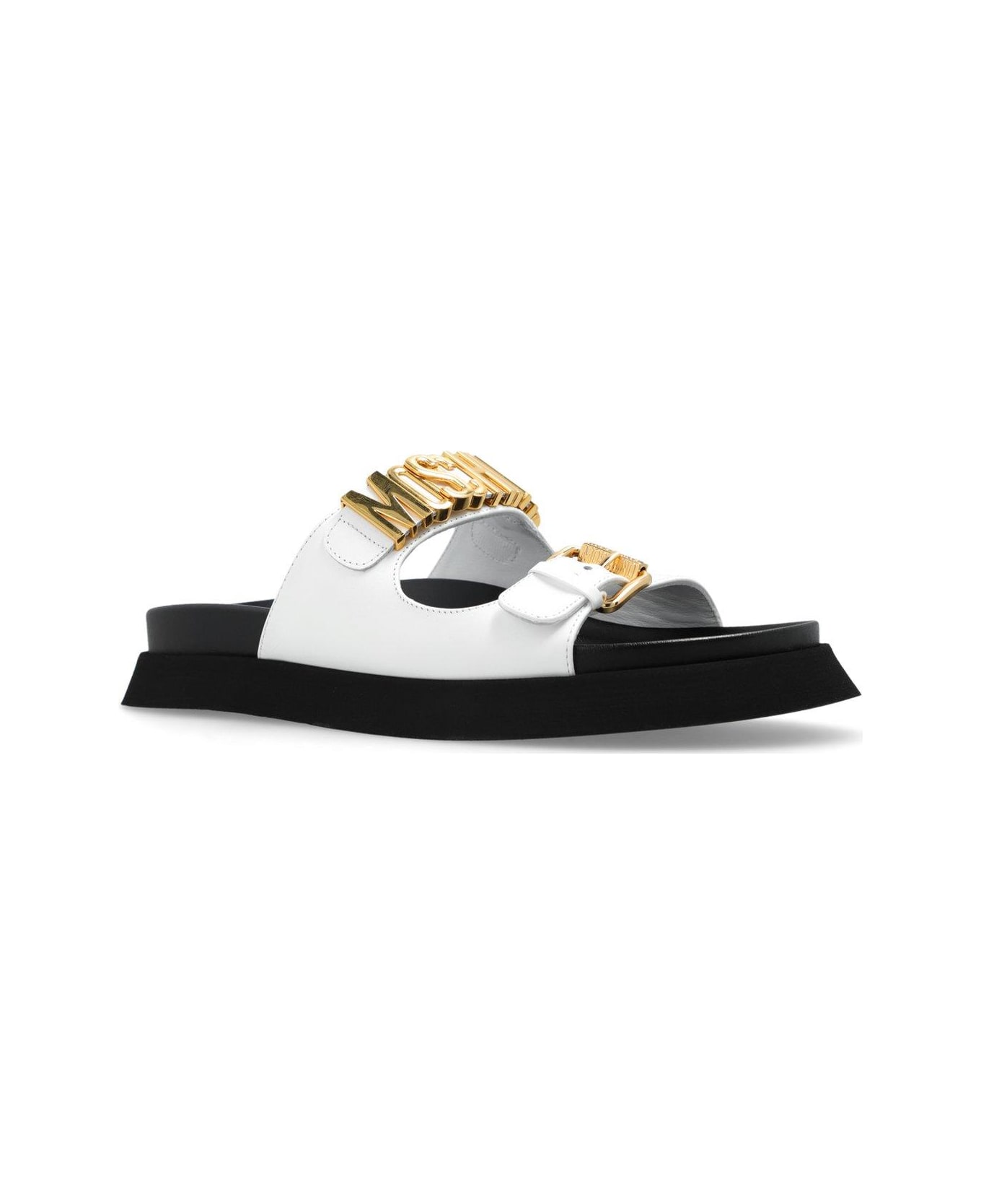 Moschino Logo Lettering Slip-on Sandals - Bianco