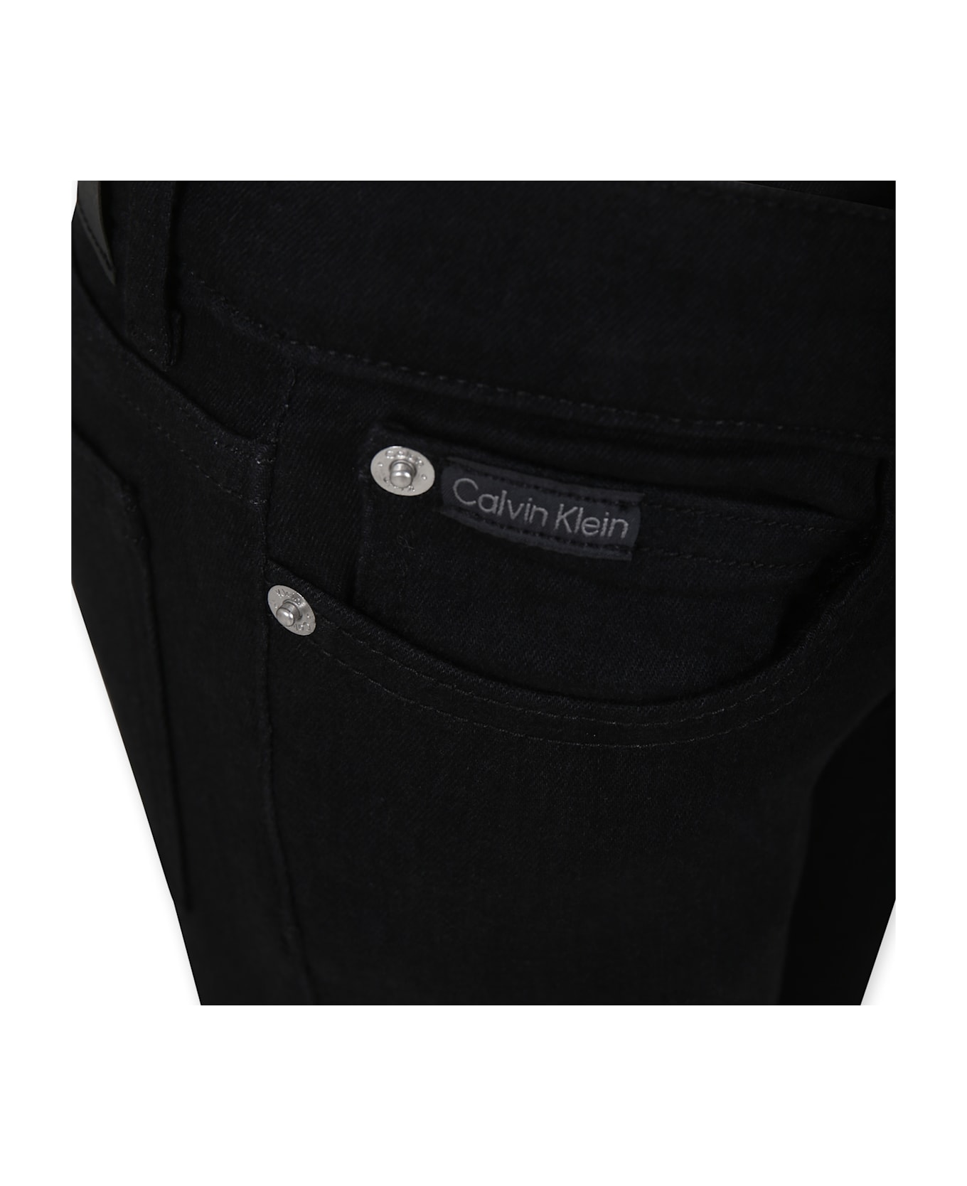 Calvin Klein Black Jeans For Girl With Logo - Black