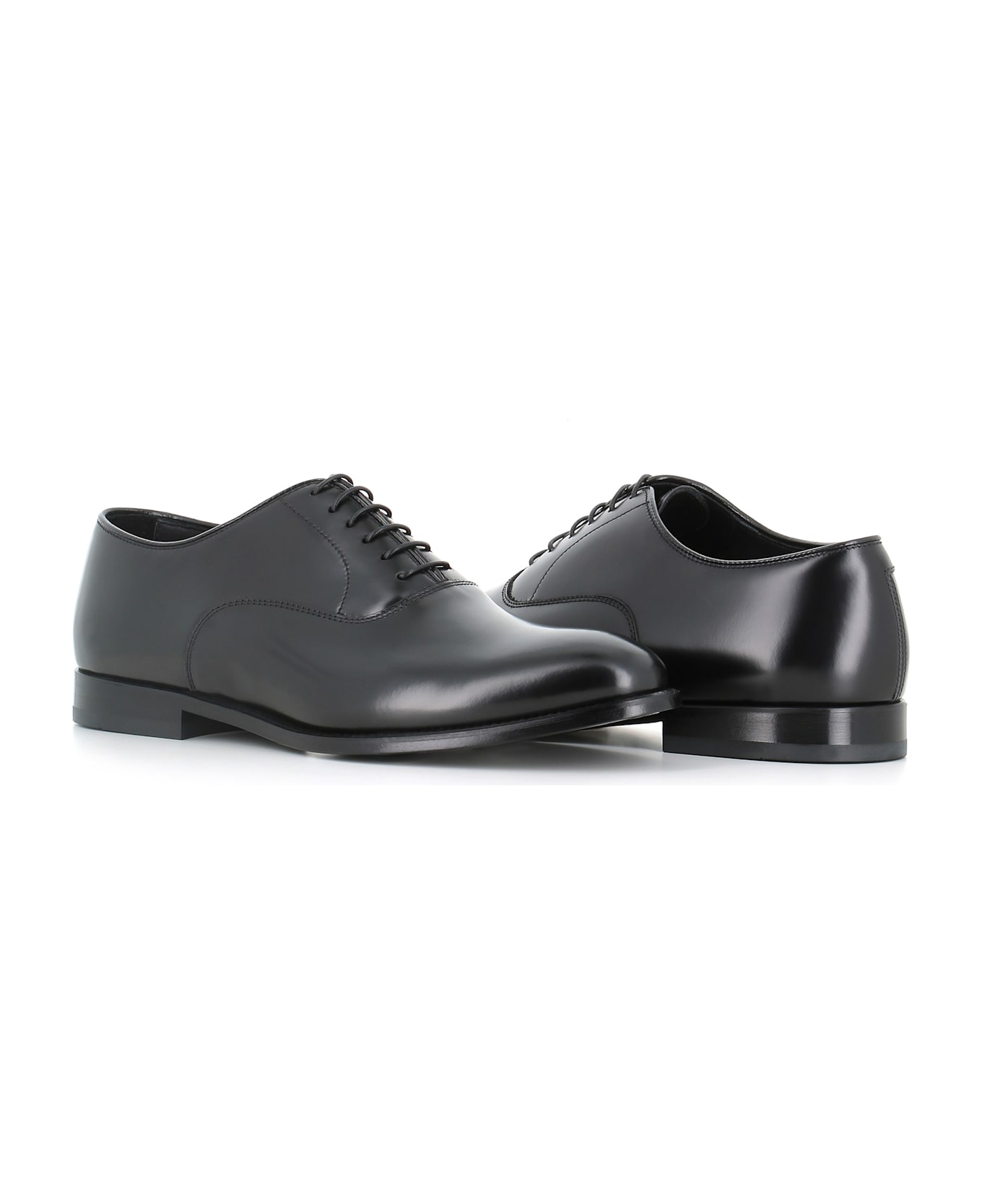 Doucal
s Black Leather Oxford Shoes - Black