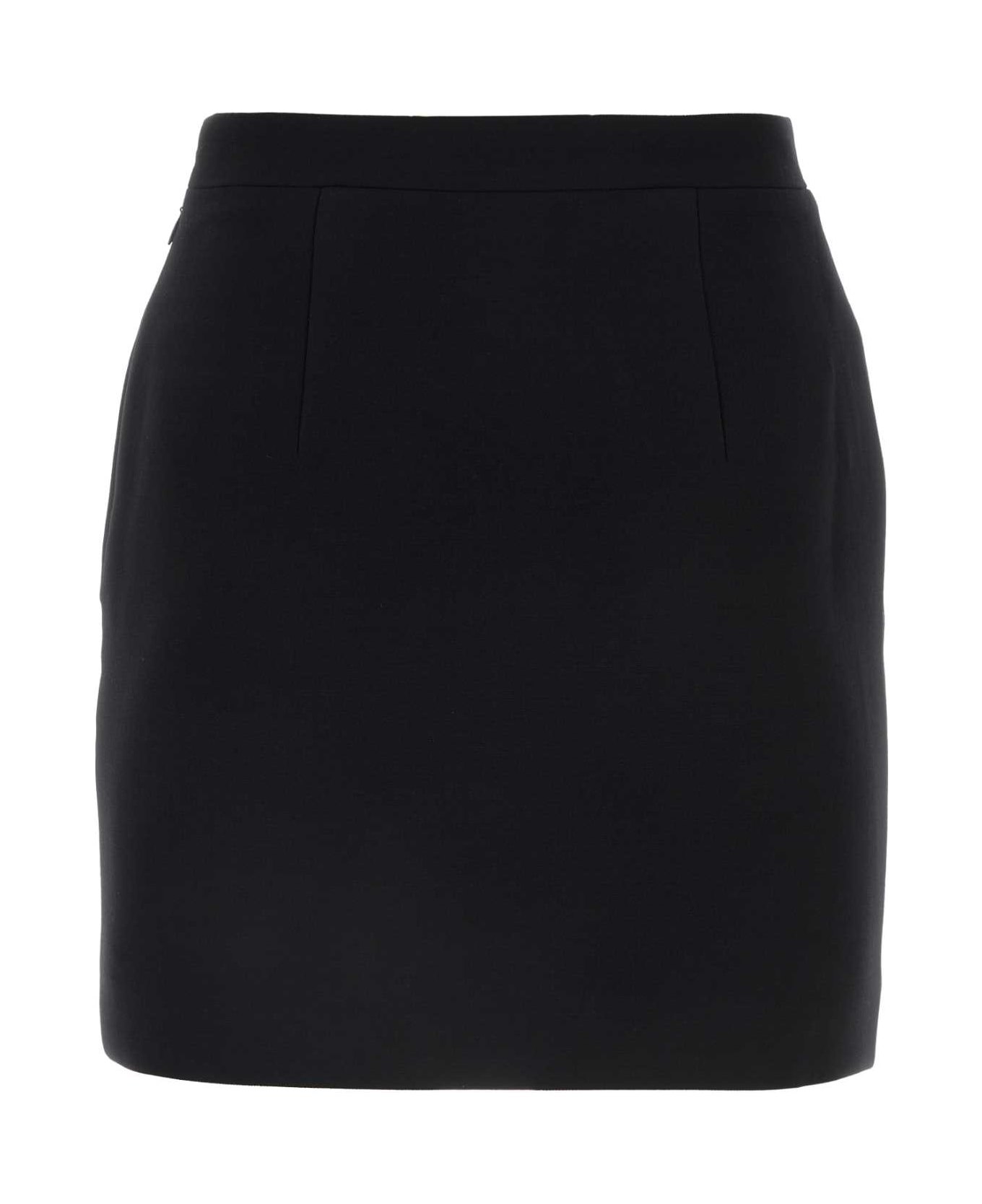 Alessandra Rich Black Wool Mini Skirt - BLACK