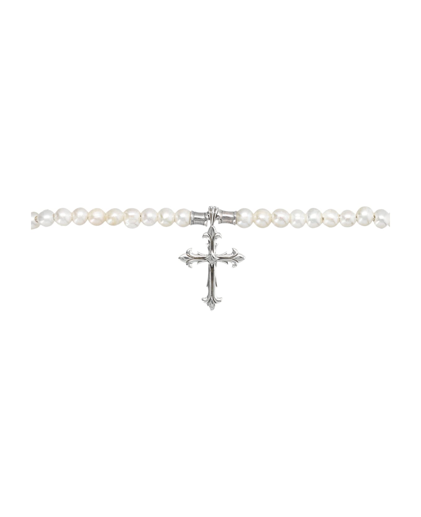 Emanuele Bicocchi Small Pearl Necklace Cross - WHITE ネックレス