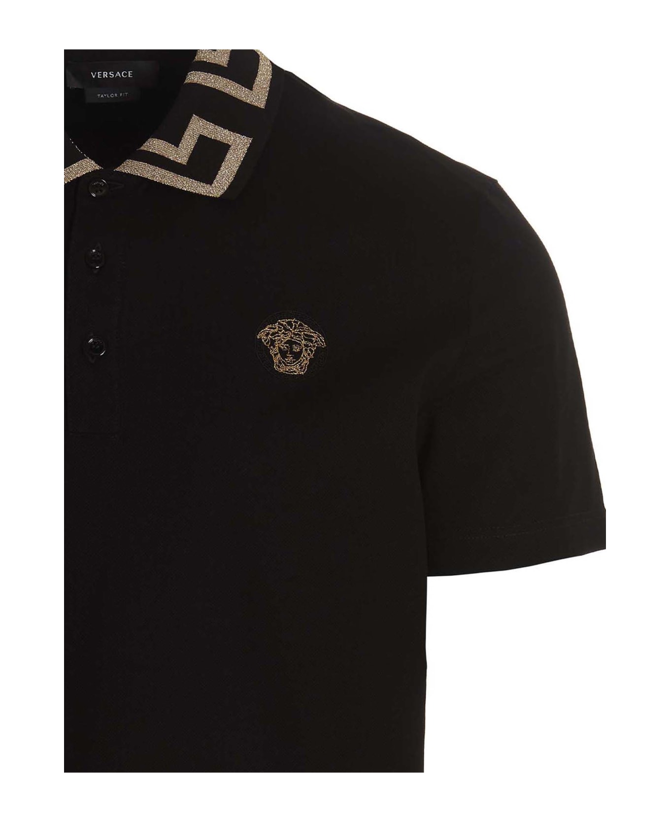 Versace 'greca' Polo Shirt - Black  