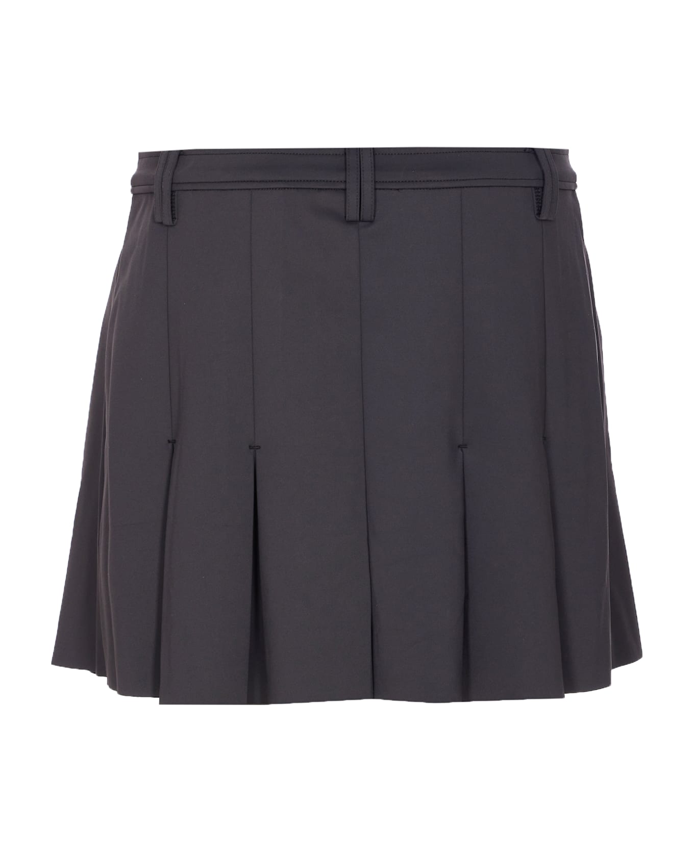 Ganni Black Pleated Mini Skirt - Grey
