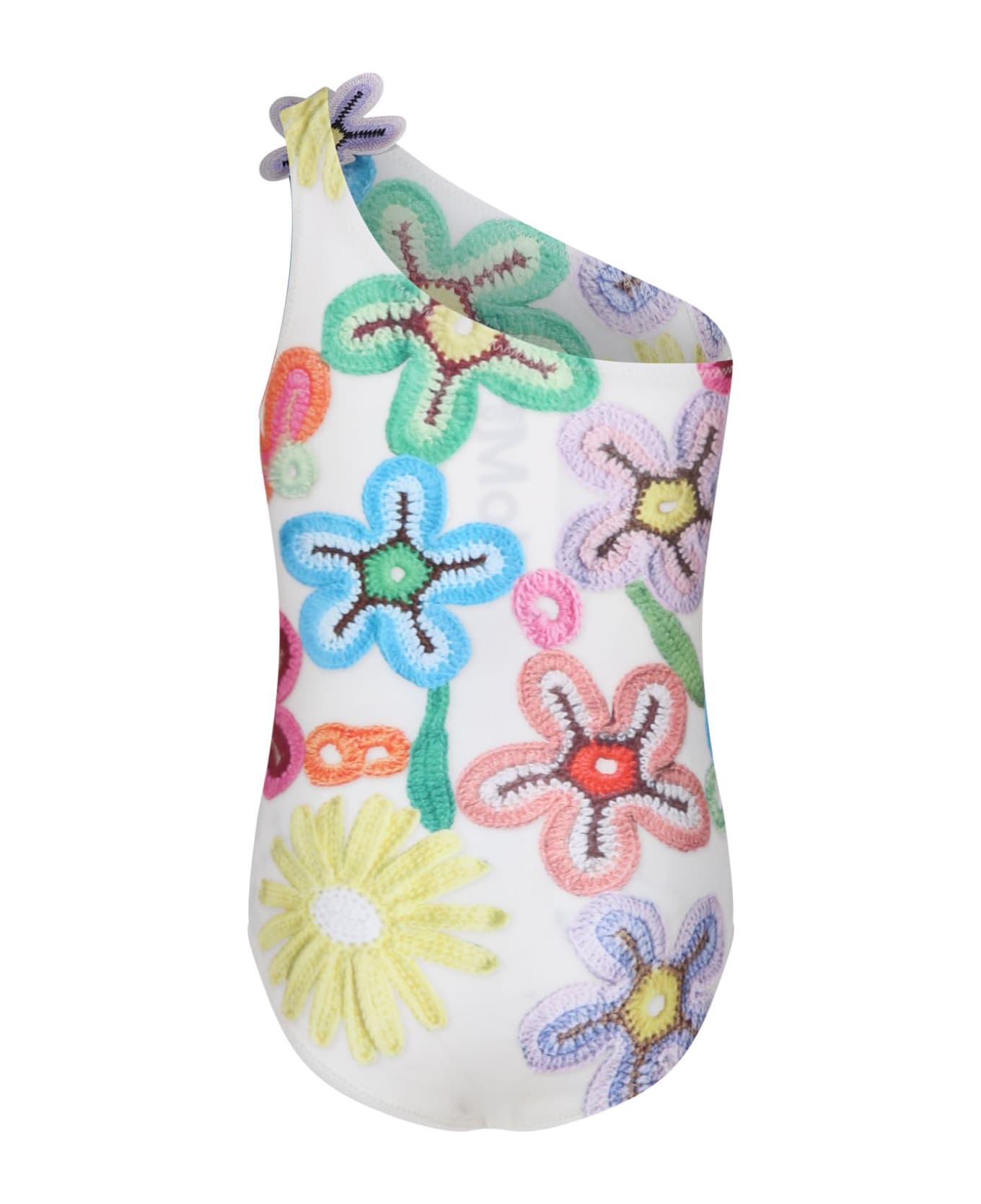 Molo Ivory Swimsuit For Girl With Flowers Print - Multicolor
