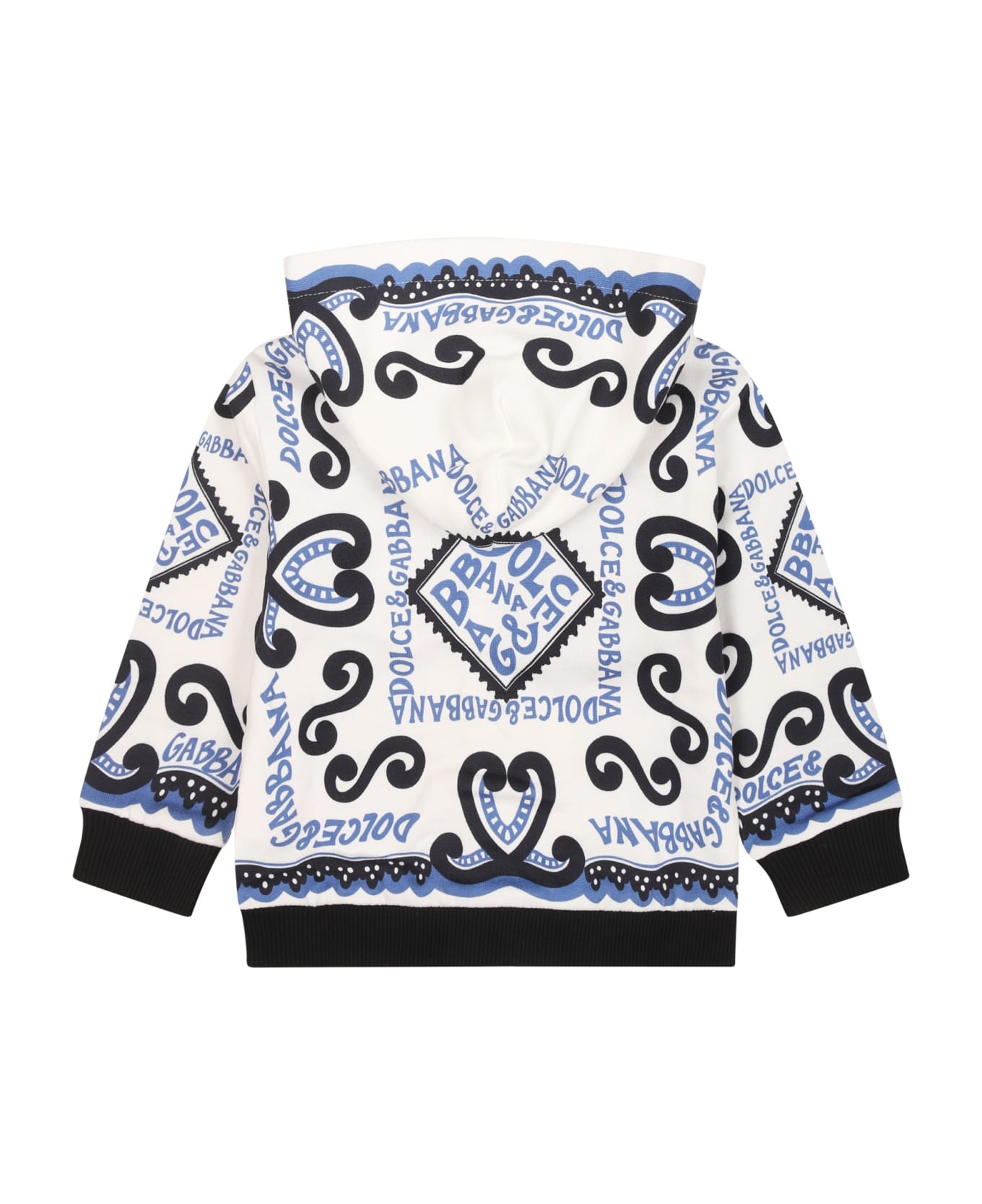 Dolce & Gabbana White Sweatshirt For Baby Boy With Bandana Print And Logo - White ニットウェア＆スウェットシャツ