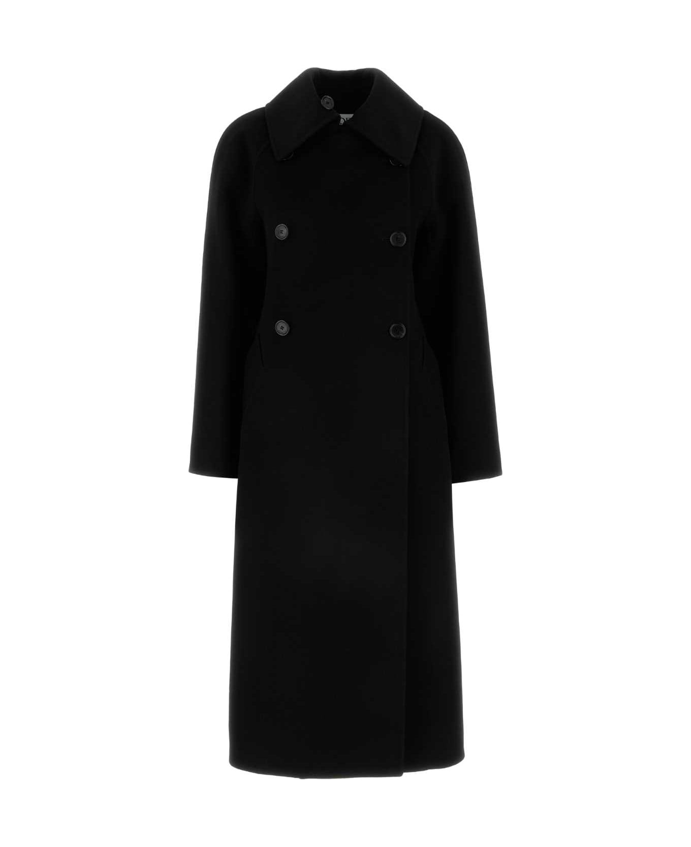 Loewe Black Wool Blend Coat - BLACK