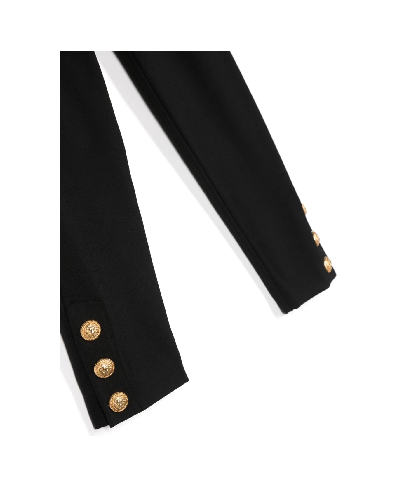 Balmain Black High Waist Pants With Gold Embossed Buttons - black