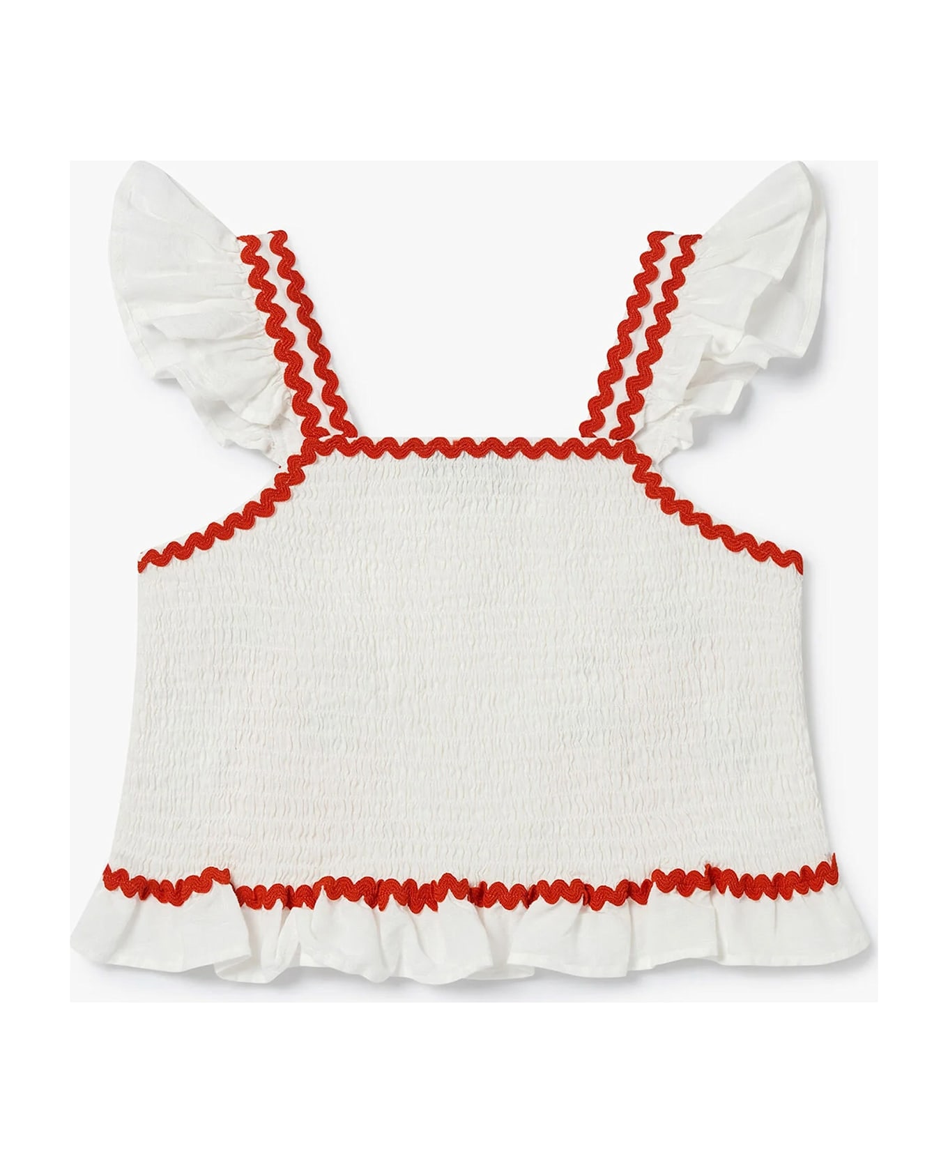 Stella McCartney Kids White Crop Top For Girl With Strawberries - White