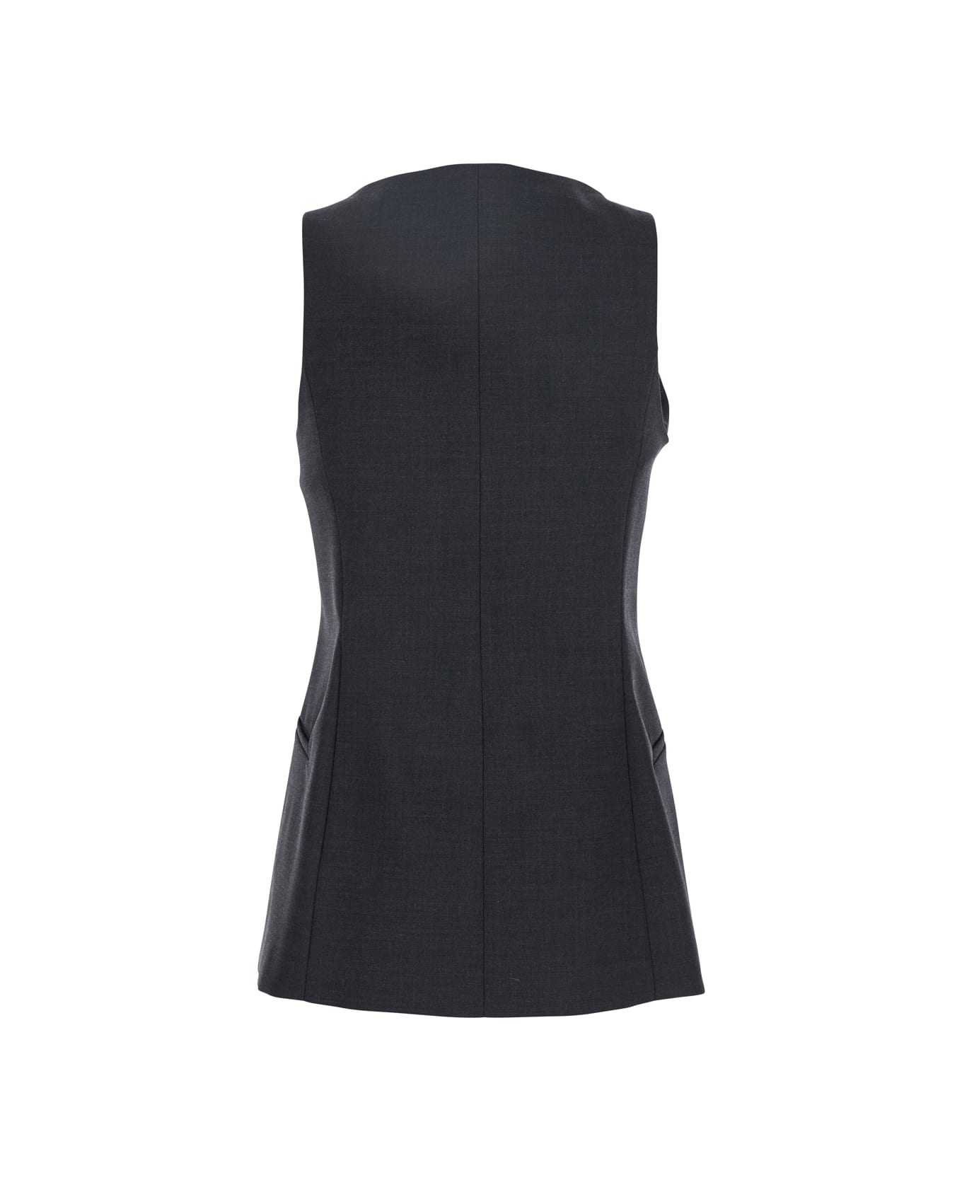 Merci Grey Off-shoulder Vest With Front Button Closure In Fabric Woman - Grey